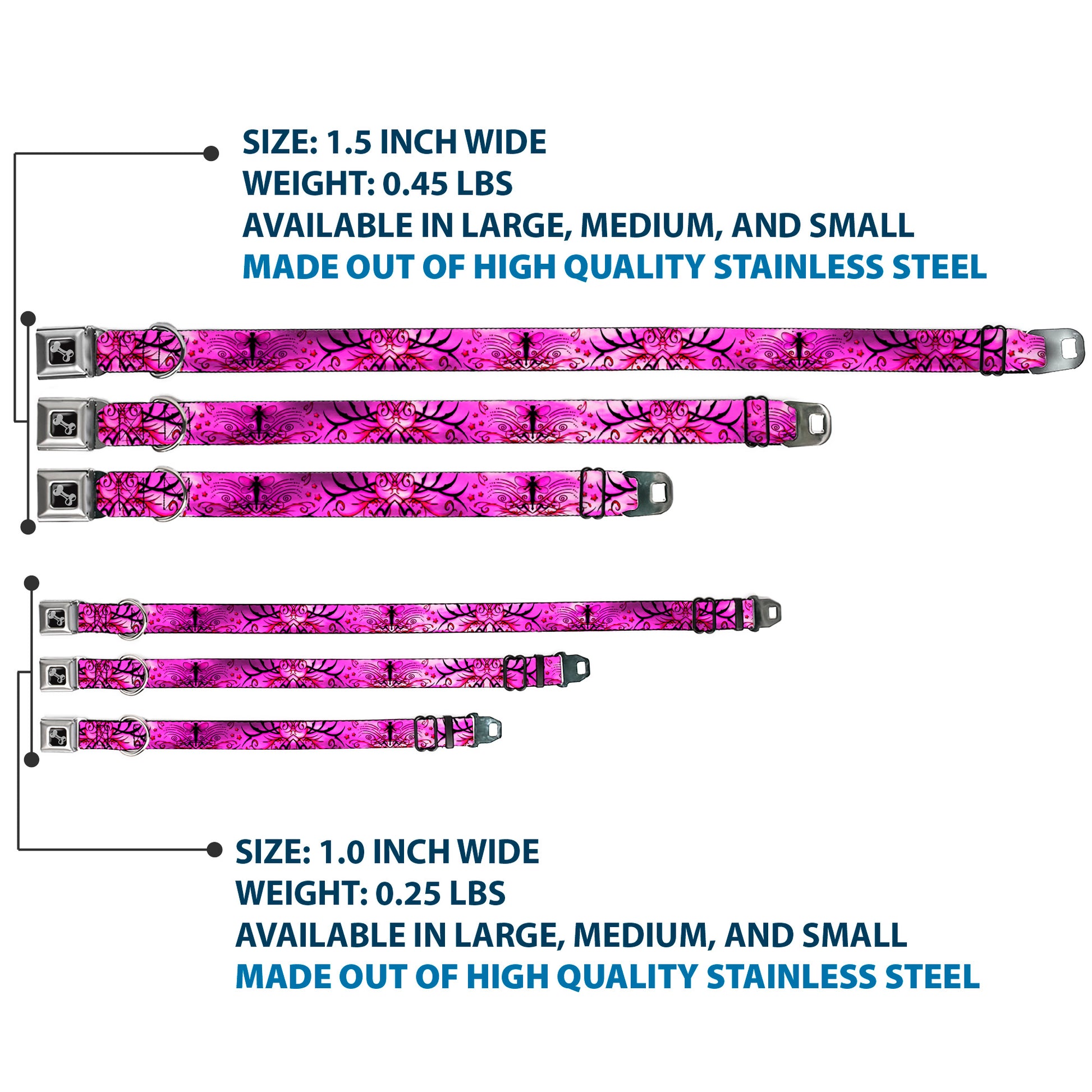 Dog Bone Seatbelt Buckle Collar - TJ-Fairy Pink Swirl Seatbelt Buckle Collars Tattoo Johnny