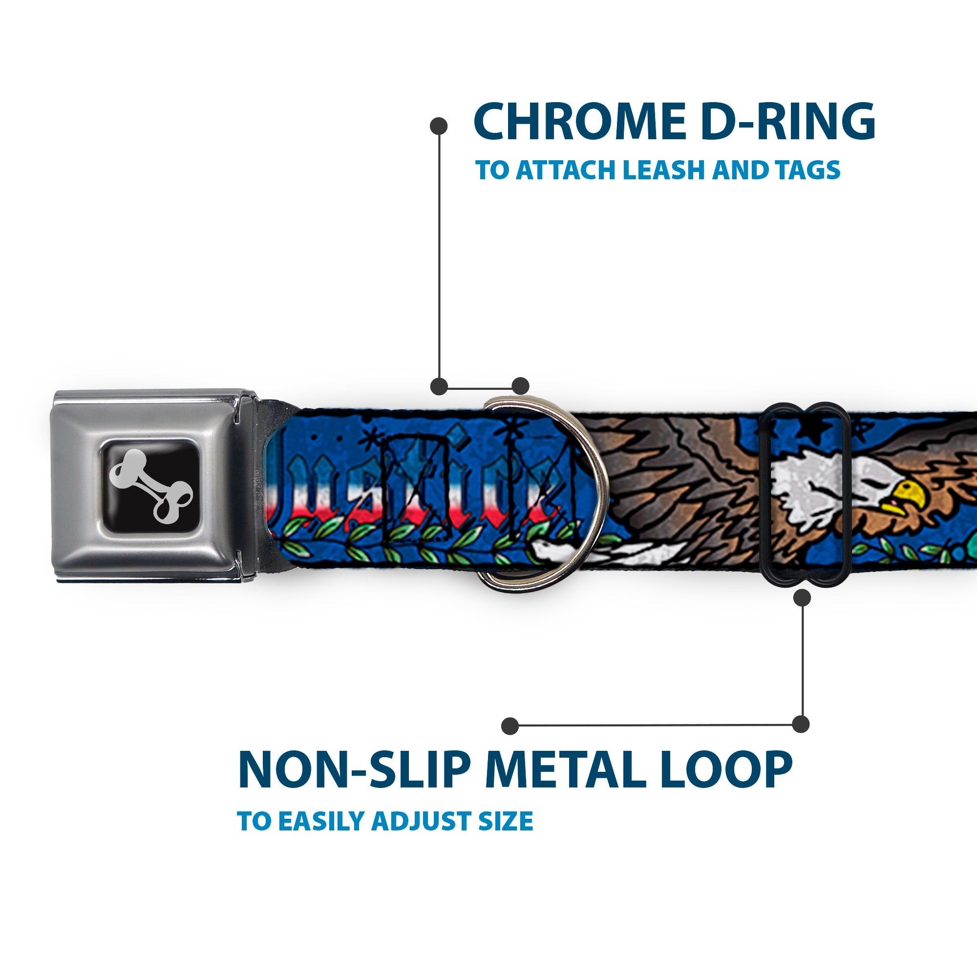 Dog Bone Seatbelt Buckle Collar - Truth and Justice Blue Seatbelt Buckle Collars Buckle-Down