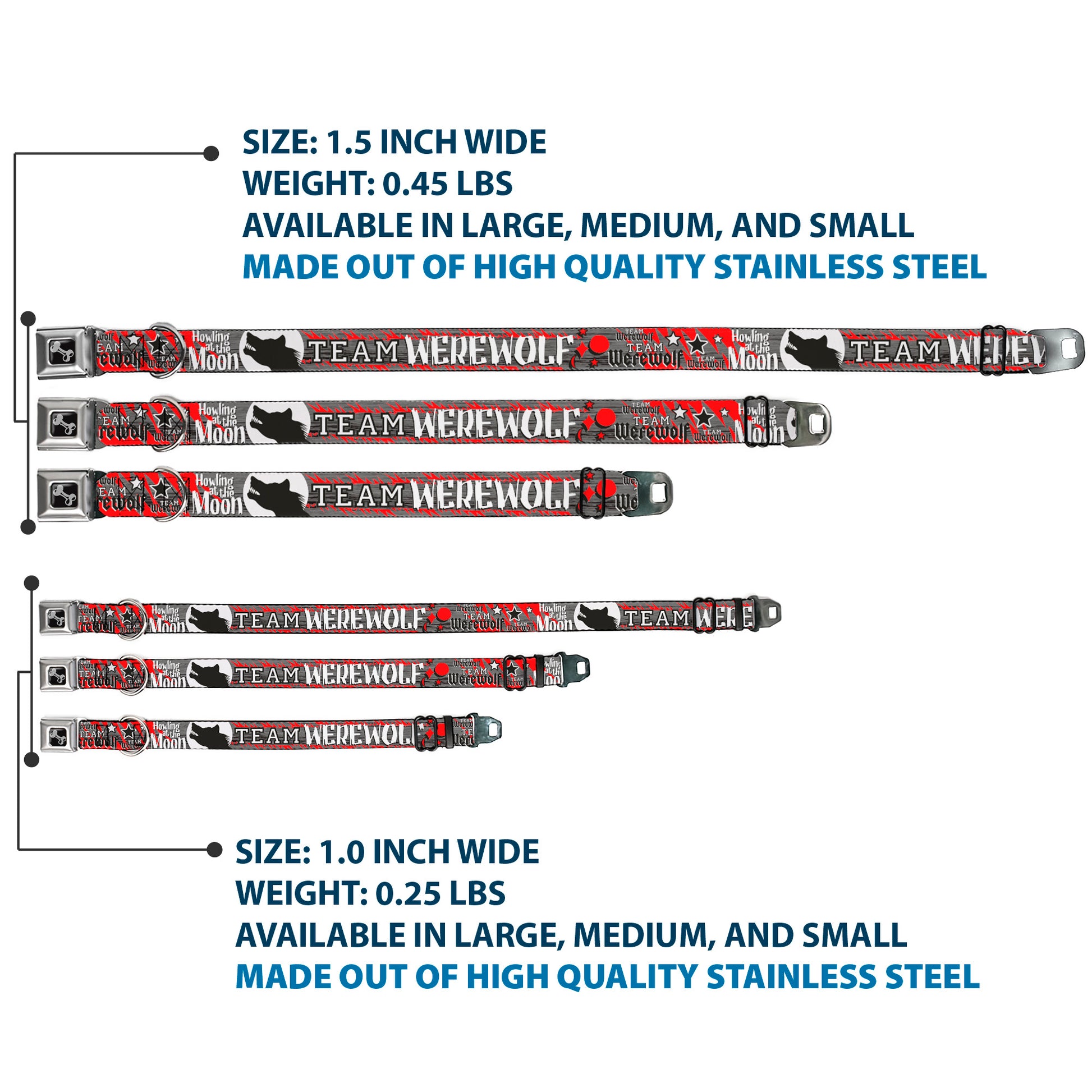 Dog Bone Seatbelt Buckle Collar - Team Werewolf Seatbelt Buckle Collars Buckle-Down