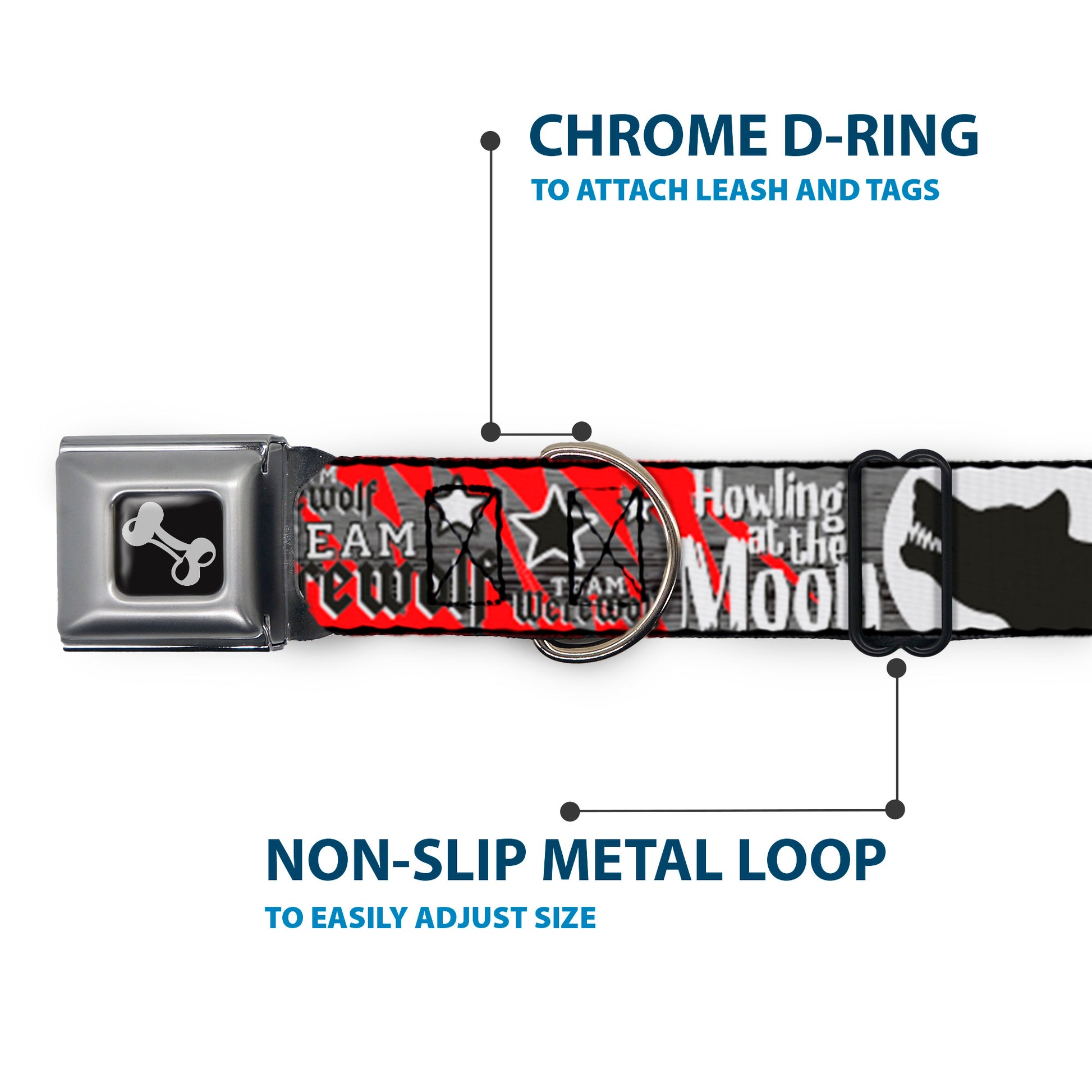 Dog Bone Seatbelt Buckle Collar - Team Werewolf Seatbelt Buckle Collars Buckle-Down