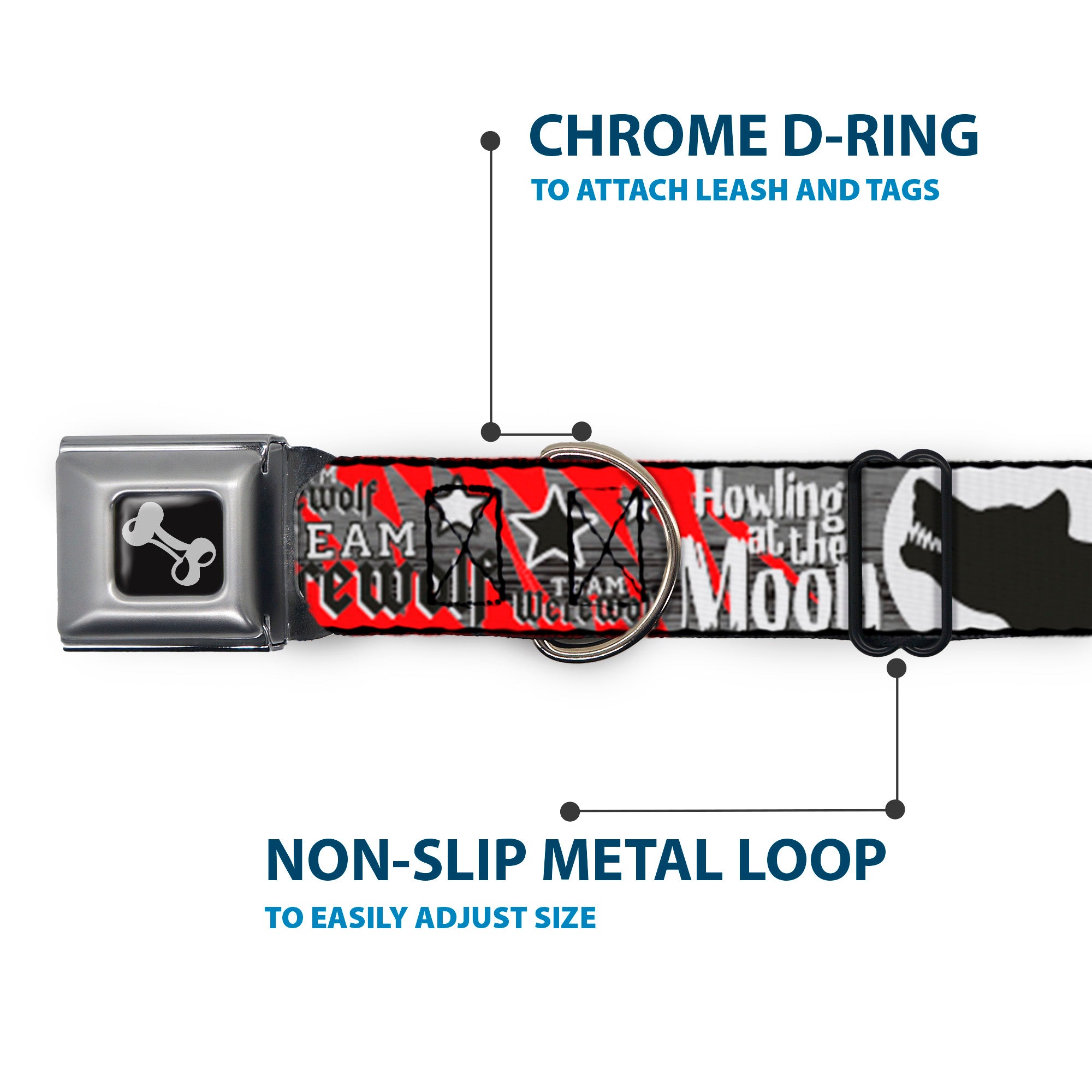 Dog Bone Seatbelt Buckle Collar - Team Werewolf Seatbelt Buckle Collars Buckle-Down