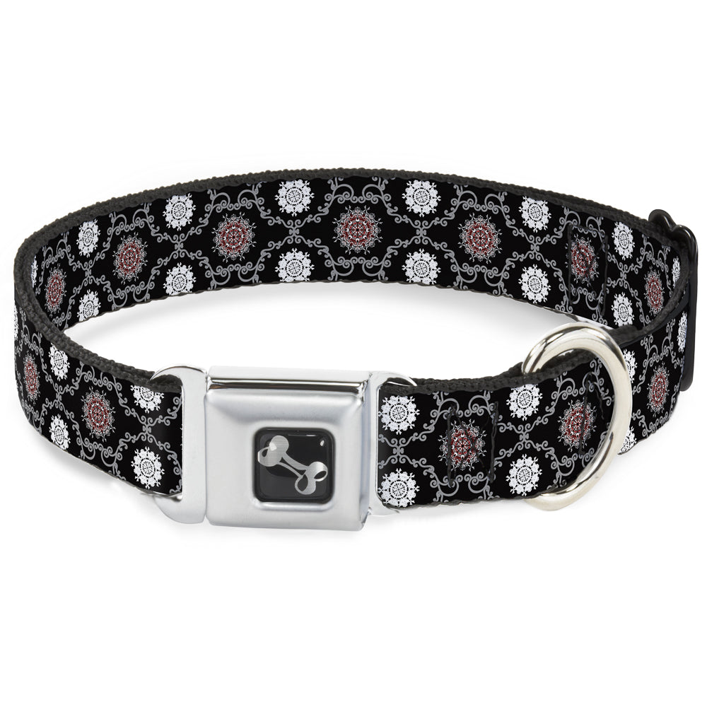Dog Bone Seatbelt Buckle Collar - Tapestry 1 Black Seatbelt Buckle Collars Buckle-Down