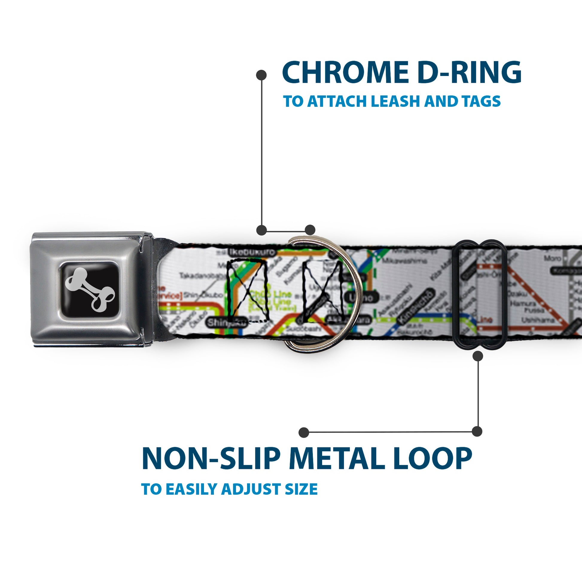 Dog Bone Seatbelt Buckle Collar - Tokyo Subway Seatbelt Buckle Collars Buckle-Down