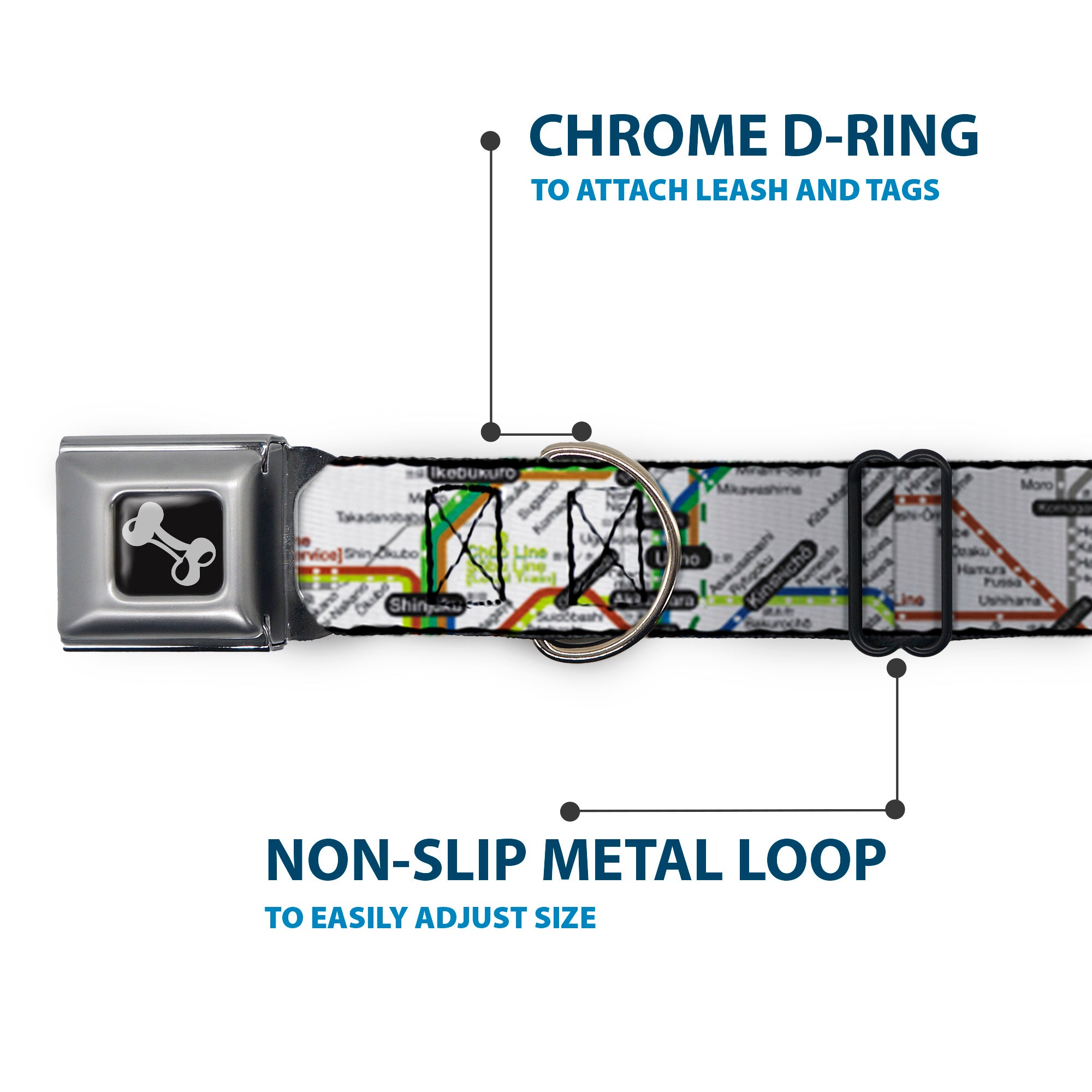 Dog Bone Seatbelt Buckle Collar - Tokyo Subway Seatbelt Buckle Collars Buckle-Down