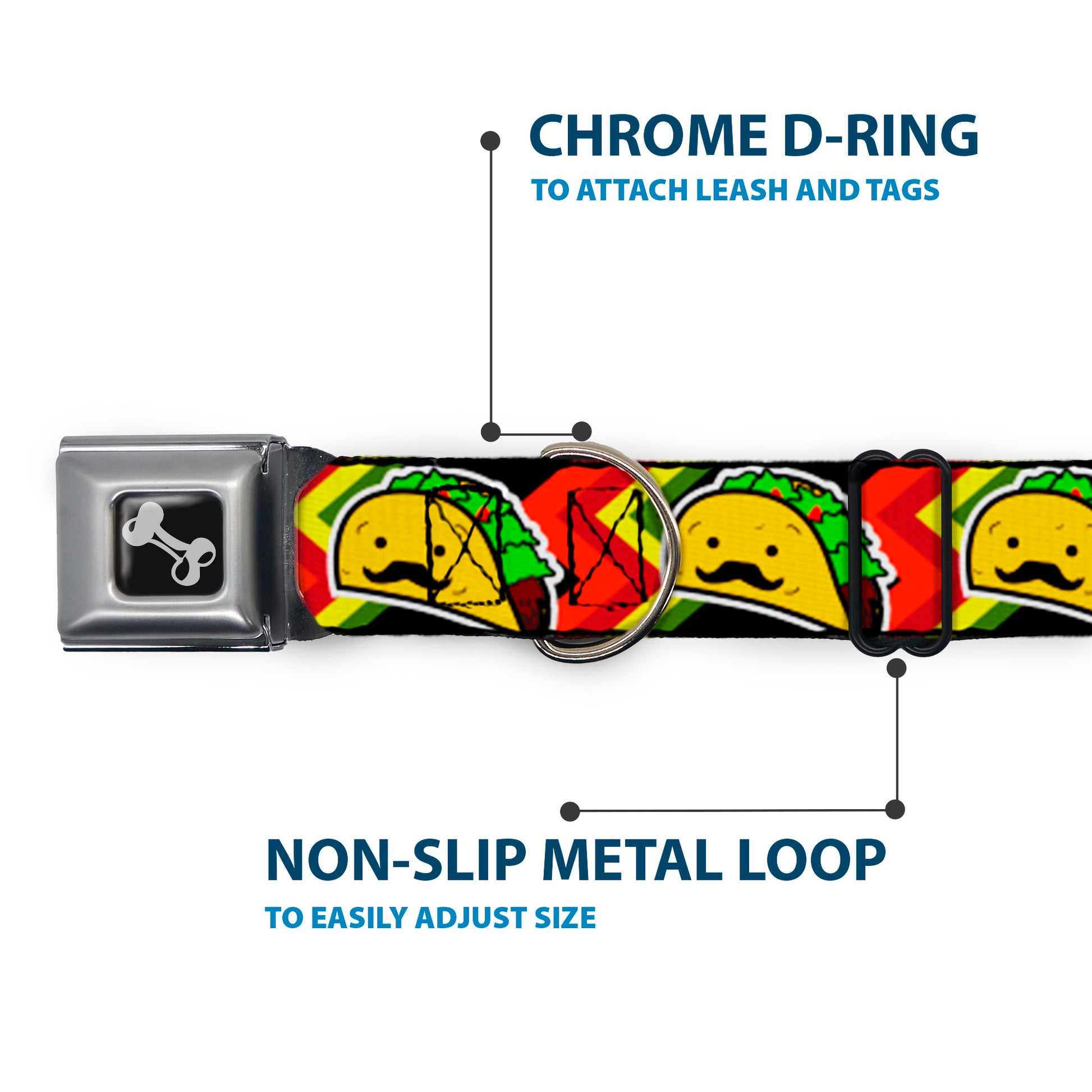 Dog Bone Seatbelt Buckle Collar - Taco Man Seatbelt Buckle Collars Buckle-Down