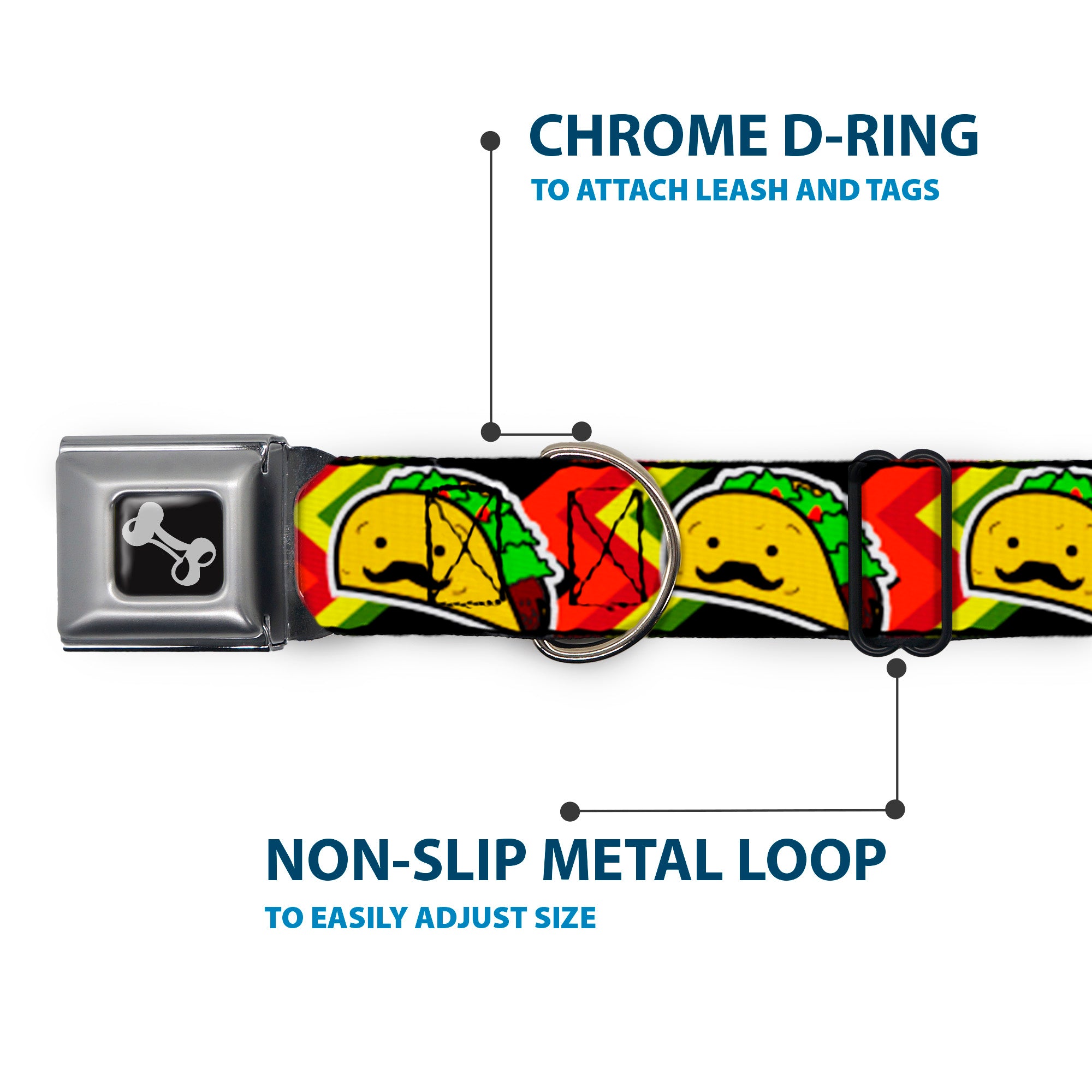 Dog Bone Seatbelt Buckle Collar - Taco Man Seatbelt Buckle Collars Buckle-Down