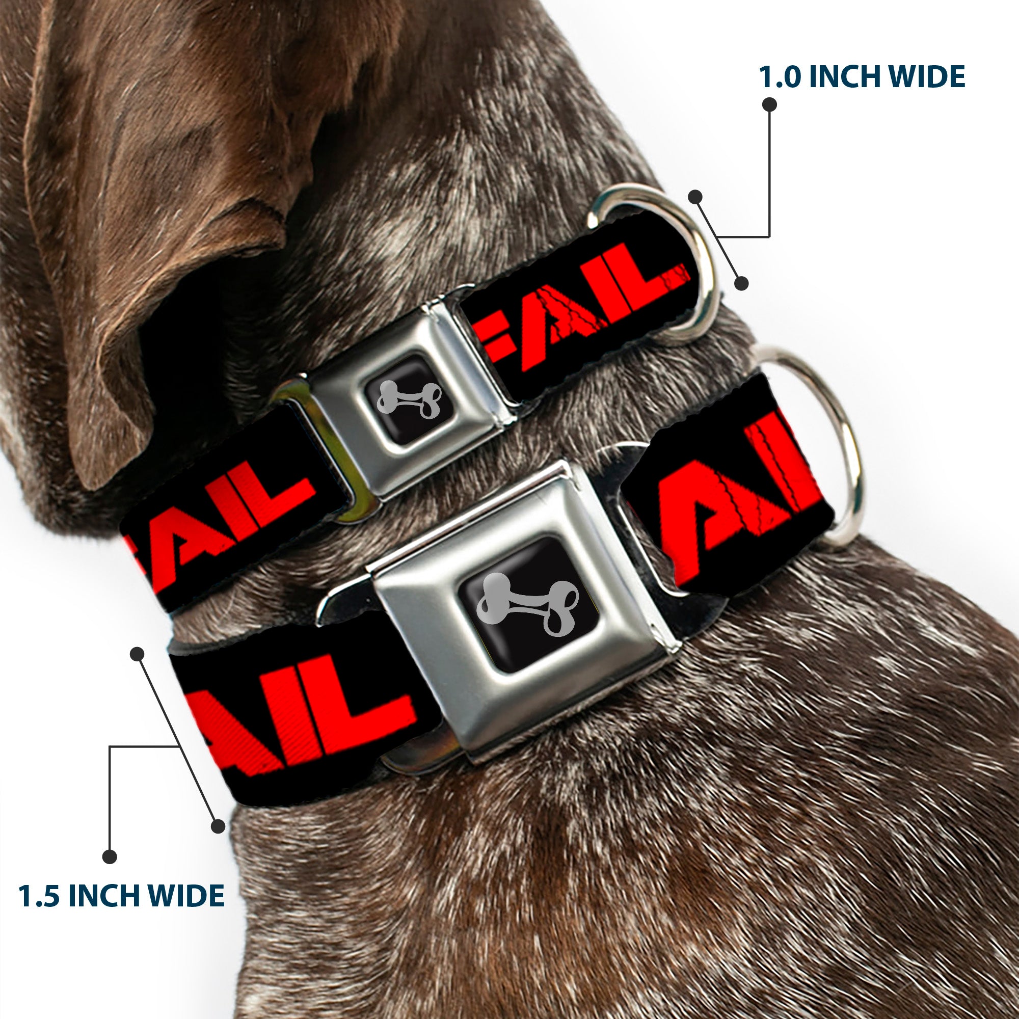 Dog Bone Seatbelt Buckle Collar - TOO EPIC TO FAIL Weathered Black/Red Seatbelt Buckle Collars Buckle-Down