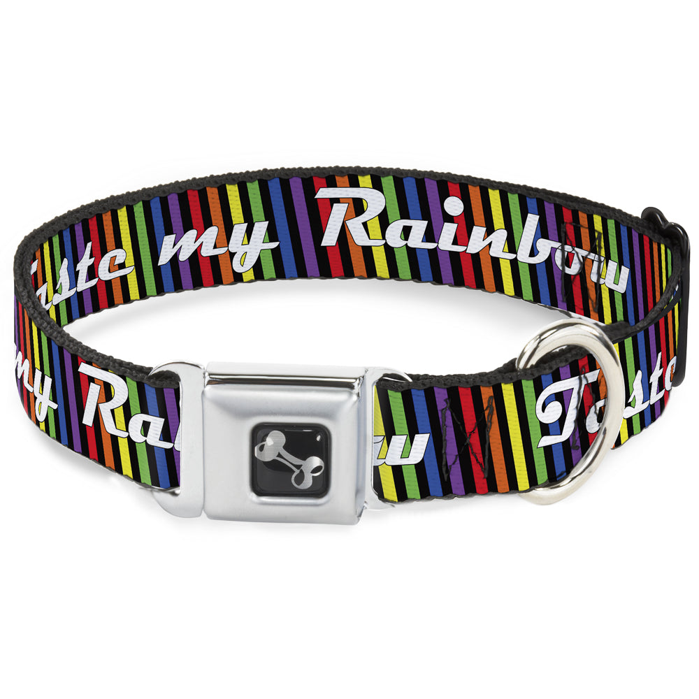 Buckle-Down Seatbelt Buckle Dog Collar - TASTE MY RAINBOW Black/Multi Color Seatbelt Buckle Collars Buckle-Down