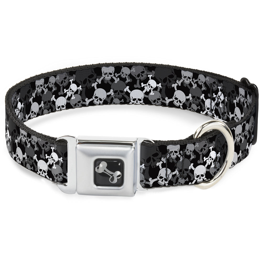 Dog Bone Seatbelt Buckle Collar - Top Skulls Stacked Black/Gray/White Seatbelt Buckle Collars Buckle-Down