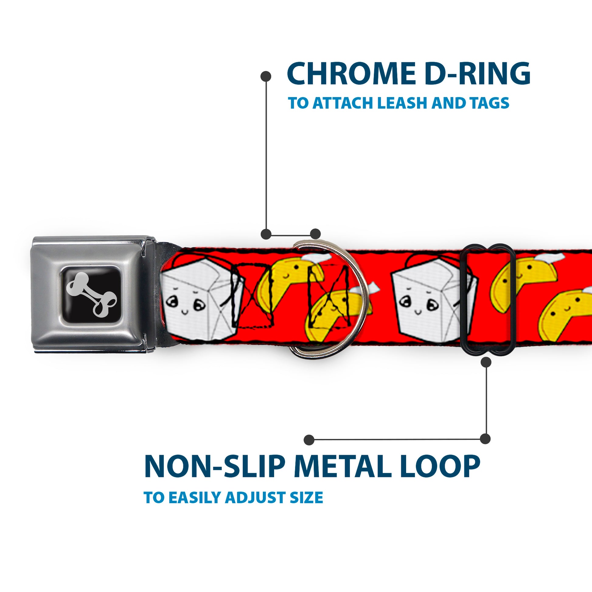 Dog Bone Seatbelt Buckle Collar - Take Out/Fortune Cookies Red Seatbelt Buckle Collars Buckle-Down