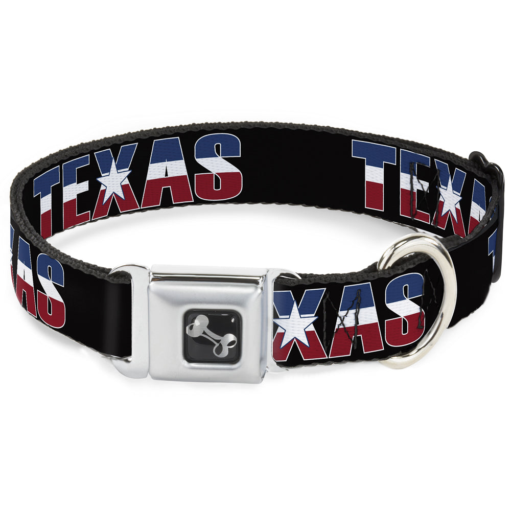 Dog Bone Seatbelt Buckle Collar - TEXAS w/Star Black/White/Blue/Red Seatbelt Buckle Collars Buckle-Down
