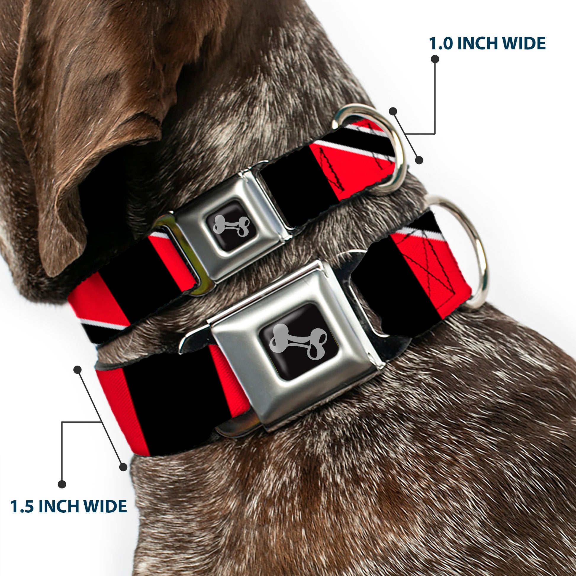 Dog Bone Seatbelt Buckle Collar - Trinidad & Tobago Flags/Black Block Seatbelt Buckle Collars Buckle-Down