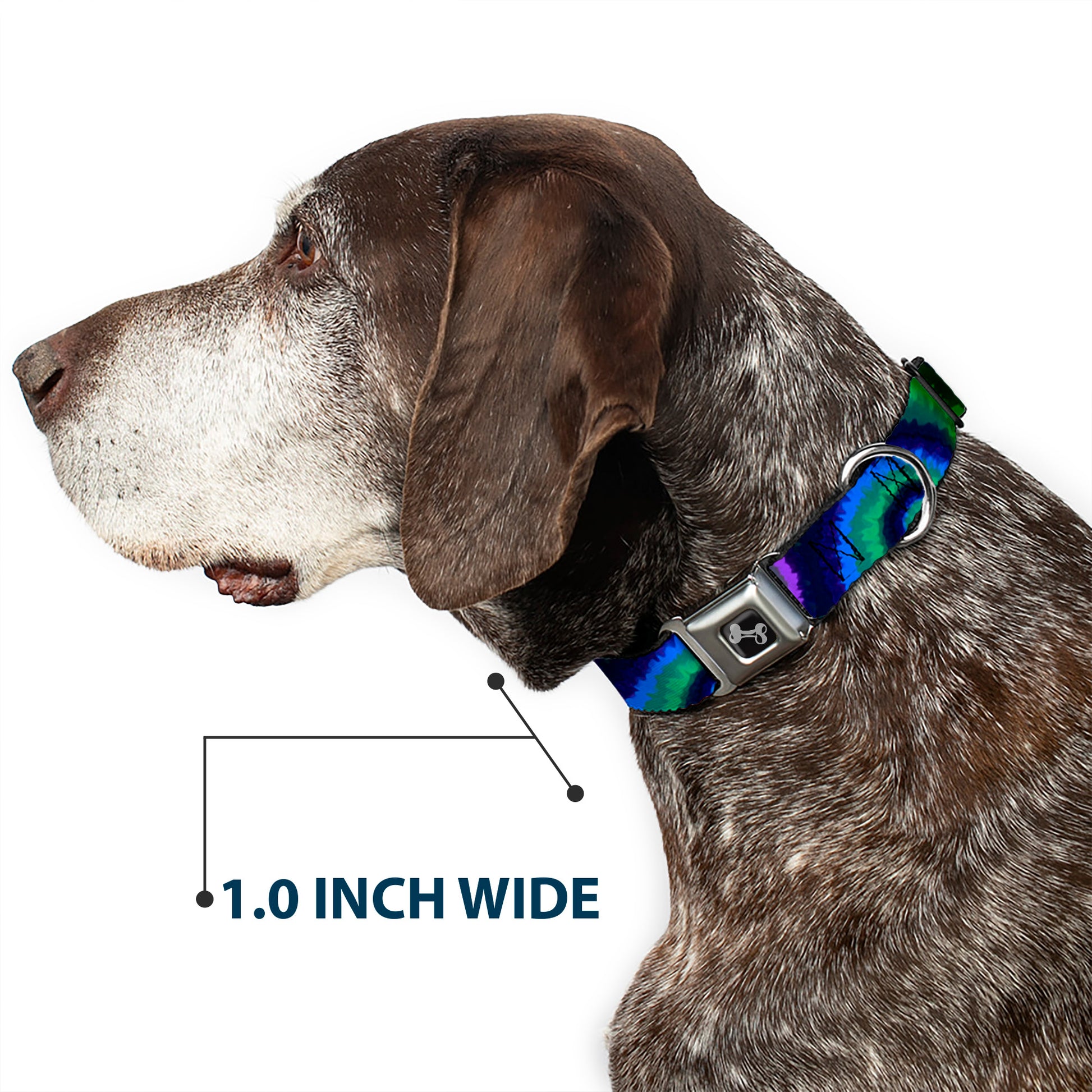 Dog Bone Seatbelt Buckle Collar - Tie Dye Swirl Green/Blue/Purple Seatbelt Buckle Collars Buckle-Down