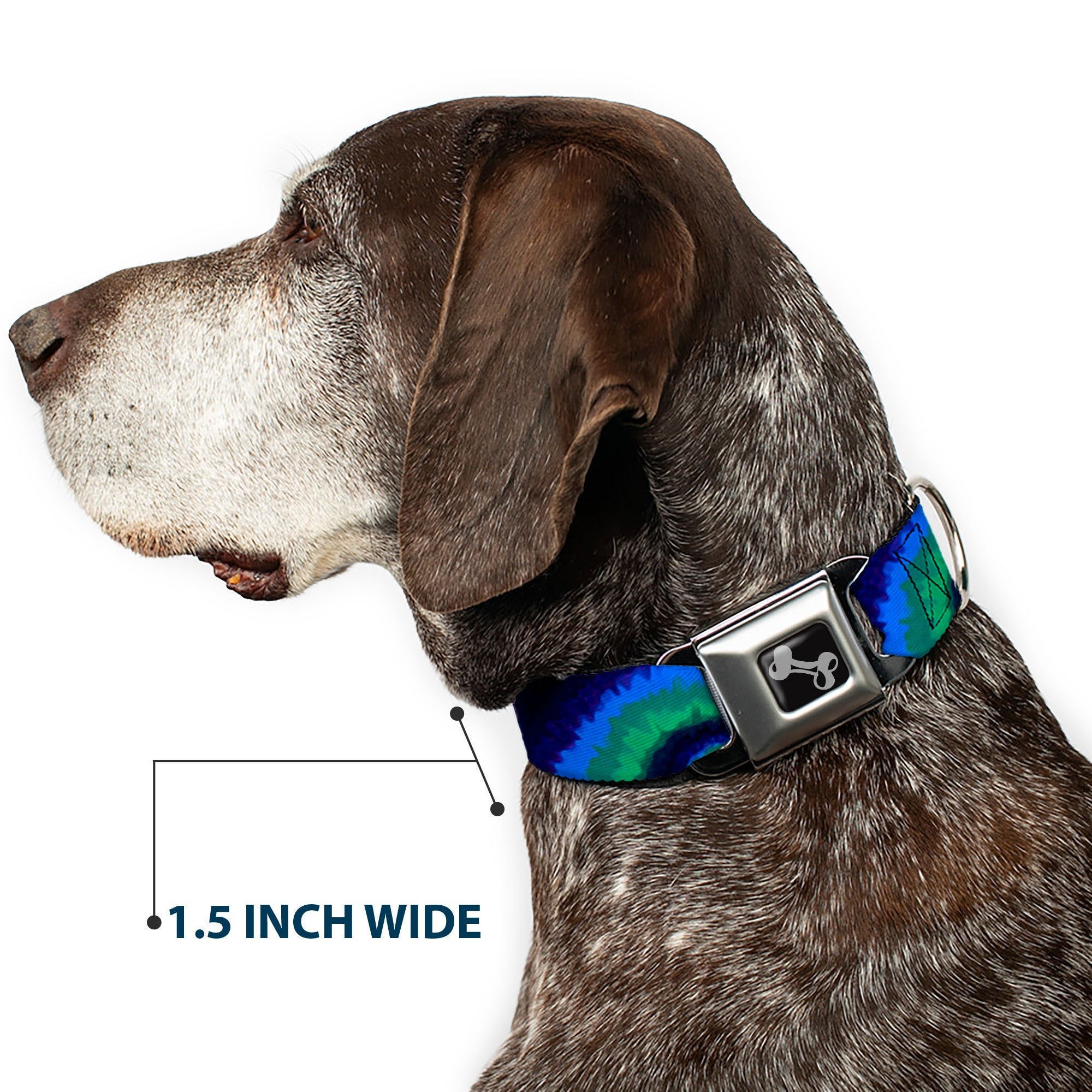 Dog Bone Seatbelt Buckle Collar - Tie Dye Swirl Green/Blue/Purple Seatbelt Buckle Collars Buckle-Down