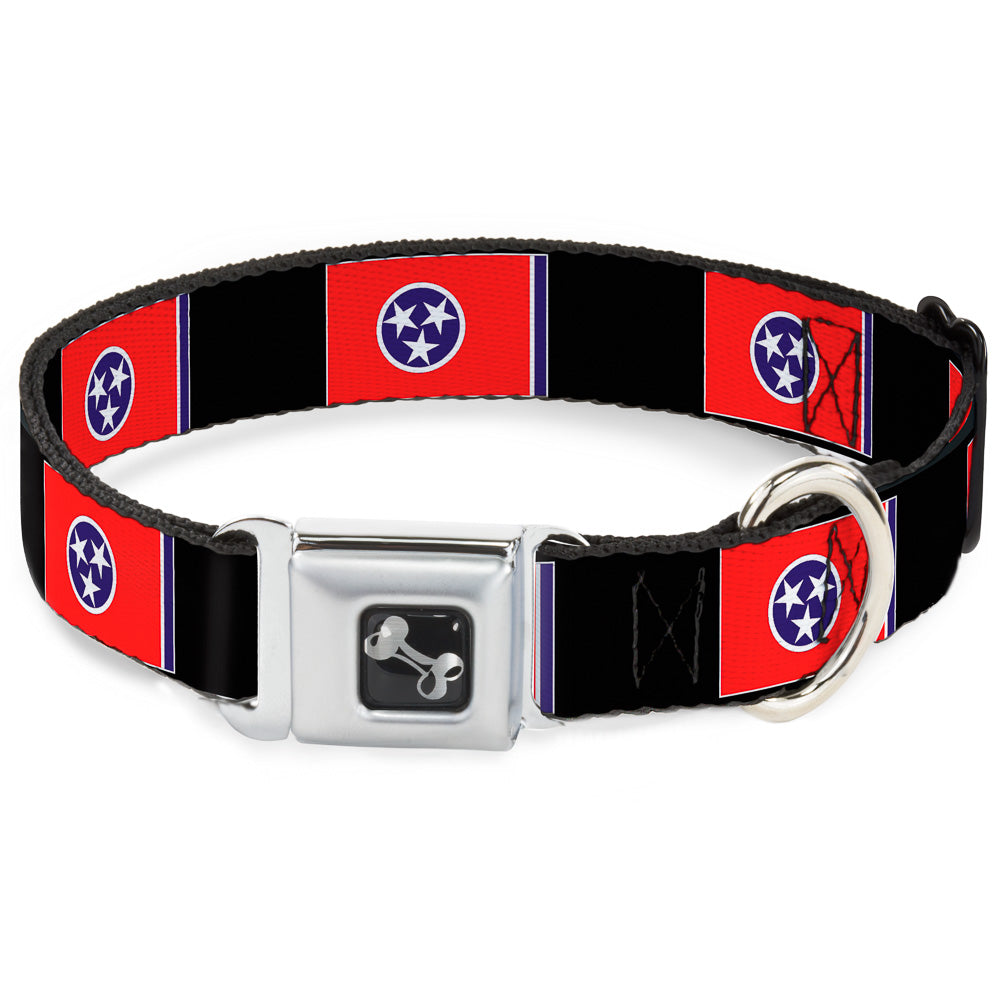 Dog Bone Seatbelt Buckle Collar - Tennessee Flags/Black Seatbelt Buckle Collars Buckle-Down