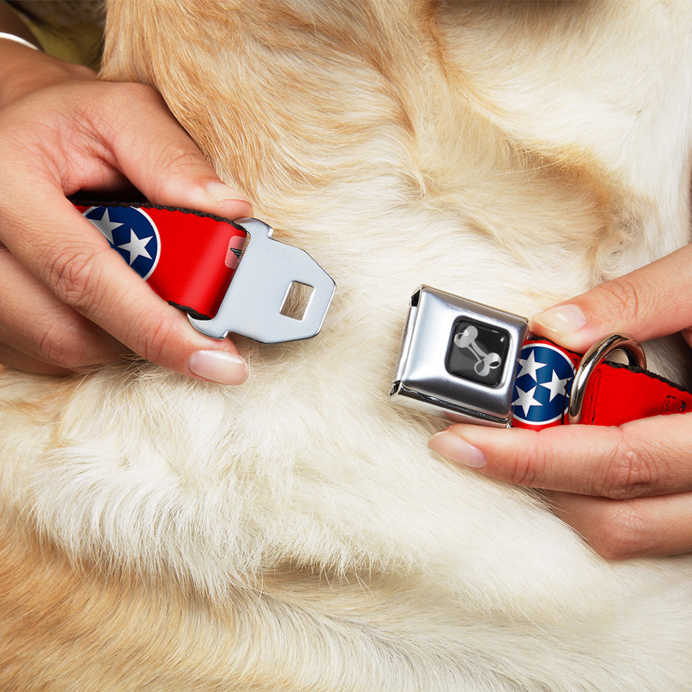 Dog Bone Seatbelt Buckle Collar - Tennessee Flag Stars Red/White/Blue Seatbelt Buckle Collars Buckle-Down