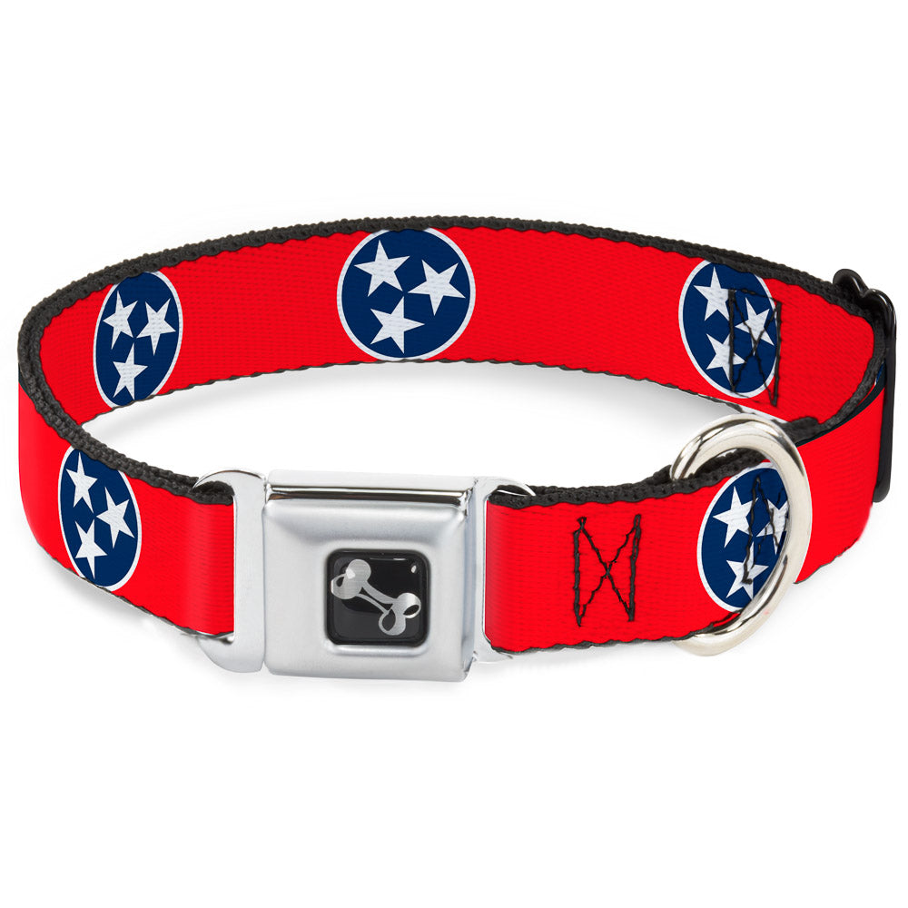Dog Bone Seatbelt Buckle Collar - Tennessee Flag Stars Red/White/Blue Seatbelt Buckle Collars Buckle-Down