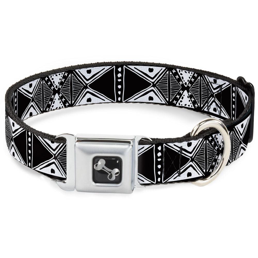 Dog Bone Seatbelt Buckle Collar - Tribal1 Black/White Seatbelt Buckle Collars Buckle-Down