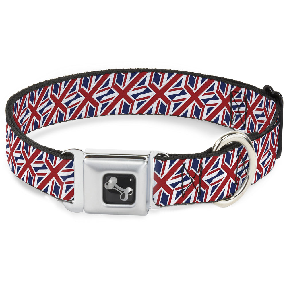 Dog Bone Seatbelt Buckle Collar - United Kingdom Flags Diagonal Seatbelt Buckle Collars Buckle-Down
