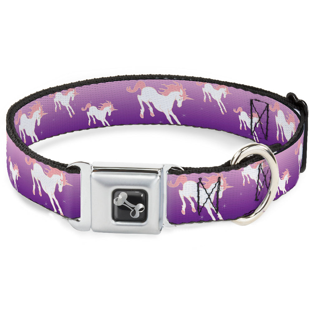 Dog Bone Seatbelt Buckle Collar - Unicorn Sparkles Purple/Pink Seatbelt Buckle Collars Buckle-Down