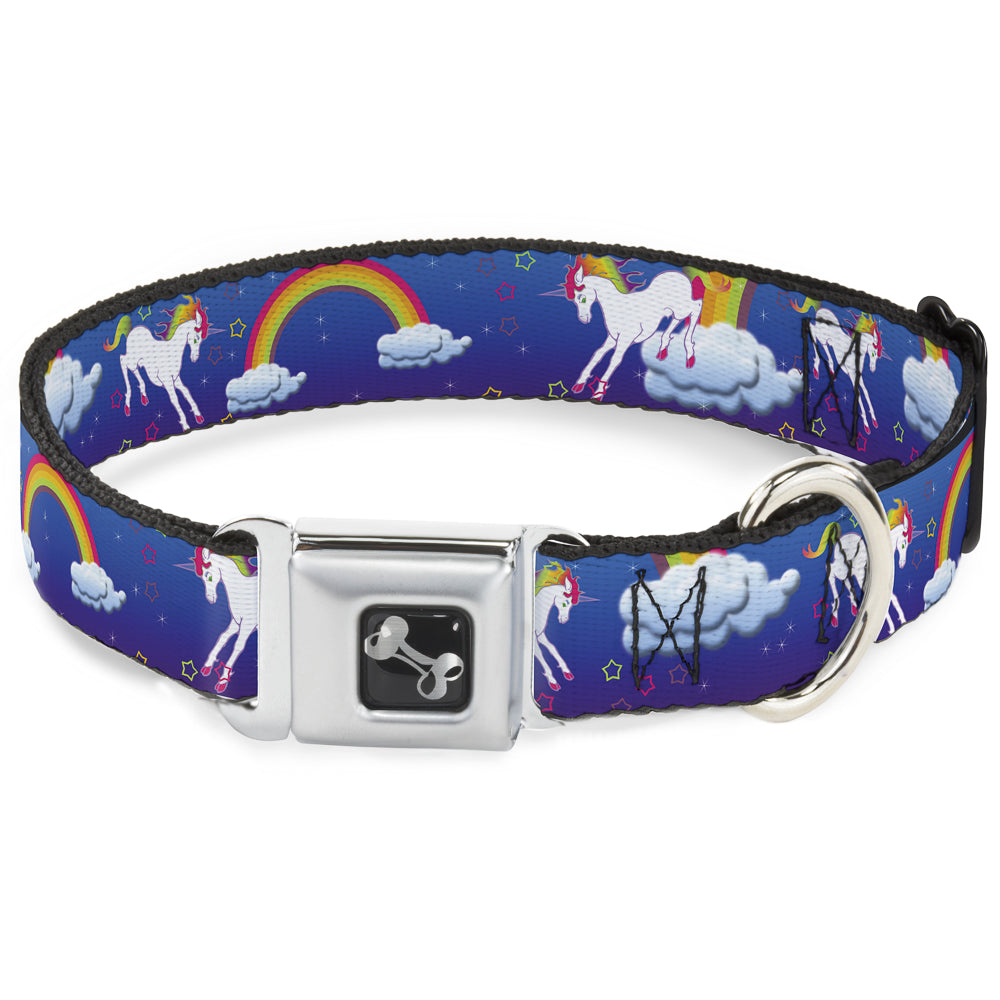 Dog Bone Seatbelt Buckle Collar - Unicorns/Rainbows/Stars Blue/Purple Seatbelt Buckle Collars Buckle-Down