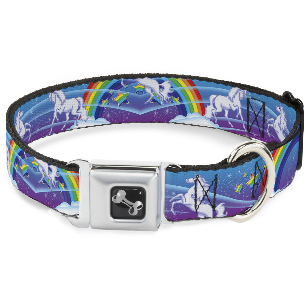 Dog Bone Seatbelt Buckle Collar - Unicorns/Rainbows/Stars Blue/Rainbow/White Seatbelt Buckle Collars Buckle-Down