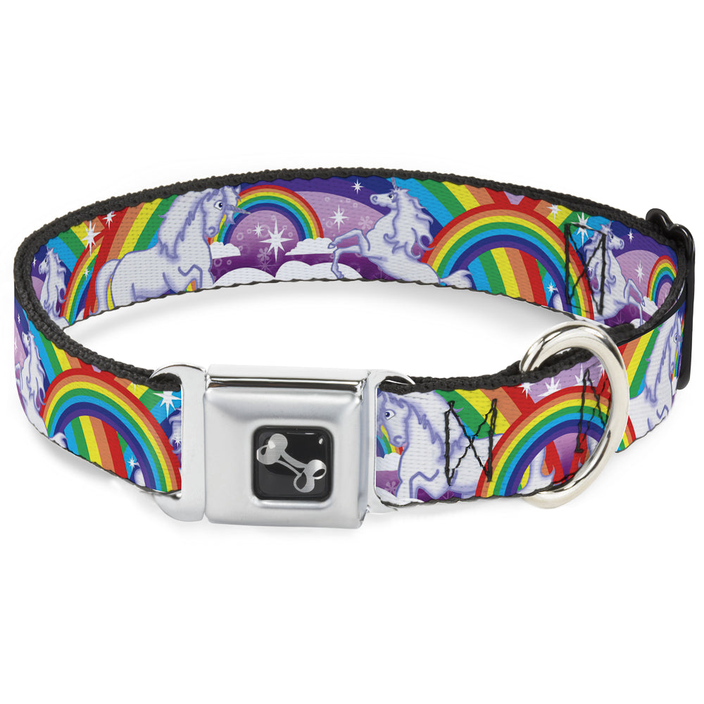 Dog Bone Seatbelt Buckle Collar - Unicorns in Rainbows w/Sparkles/Purple Seatbelt Buckle Collars Buckle-Down