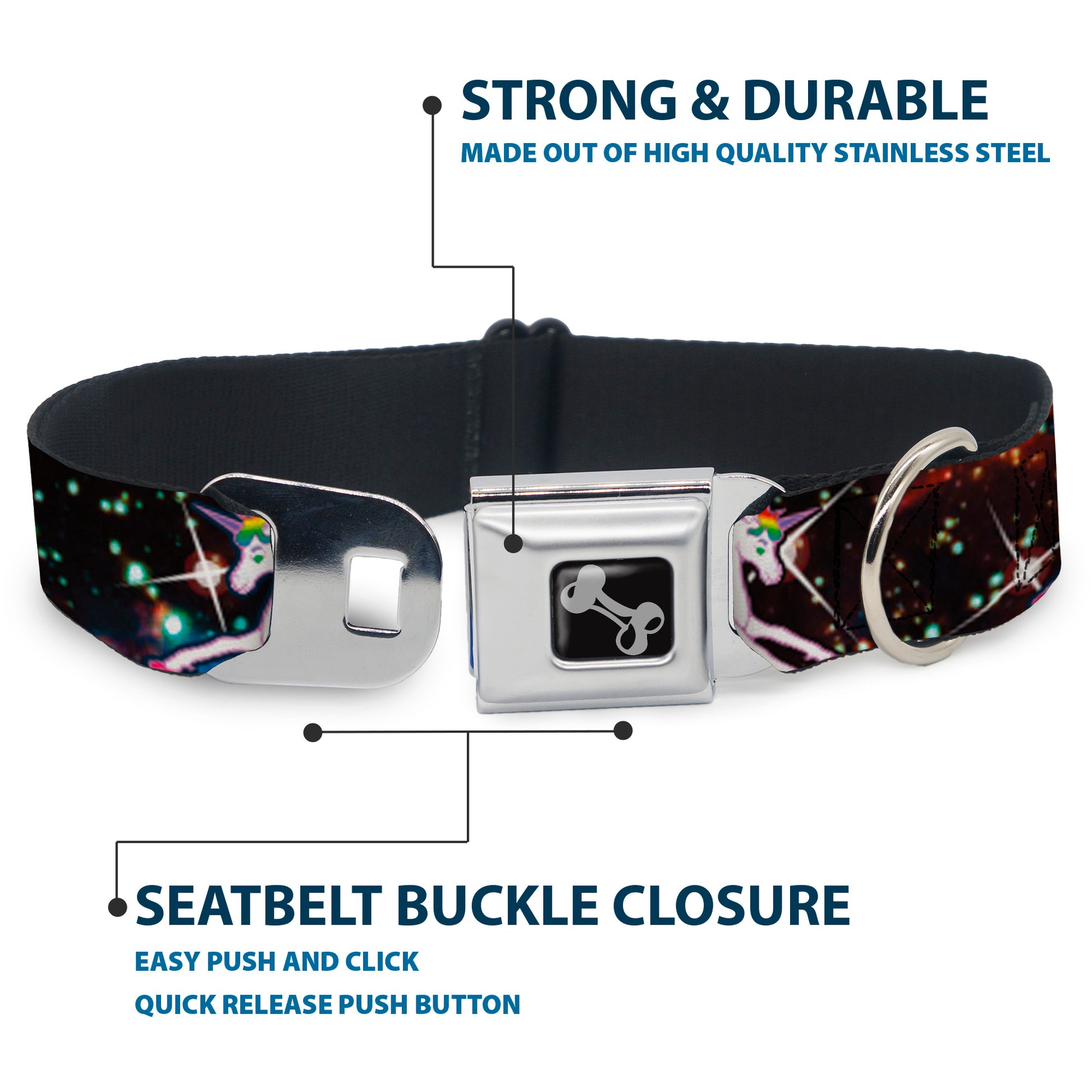 Dog Bone Seatbelt Buckle Collar - Unicorn Universe Seatbelt Buckle Collars Buckle-Down