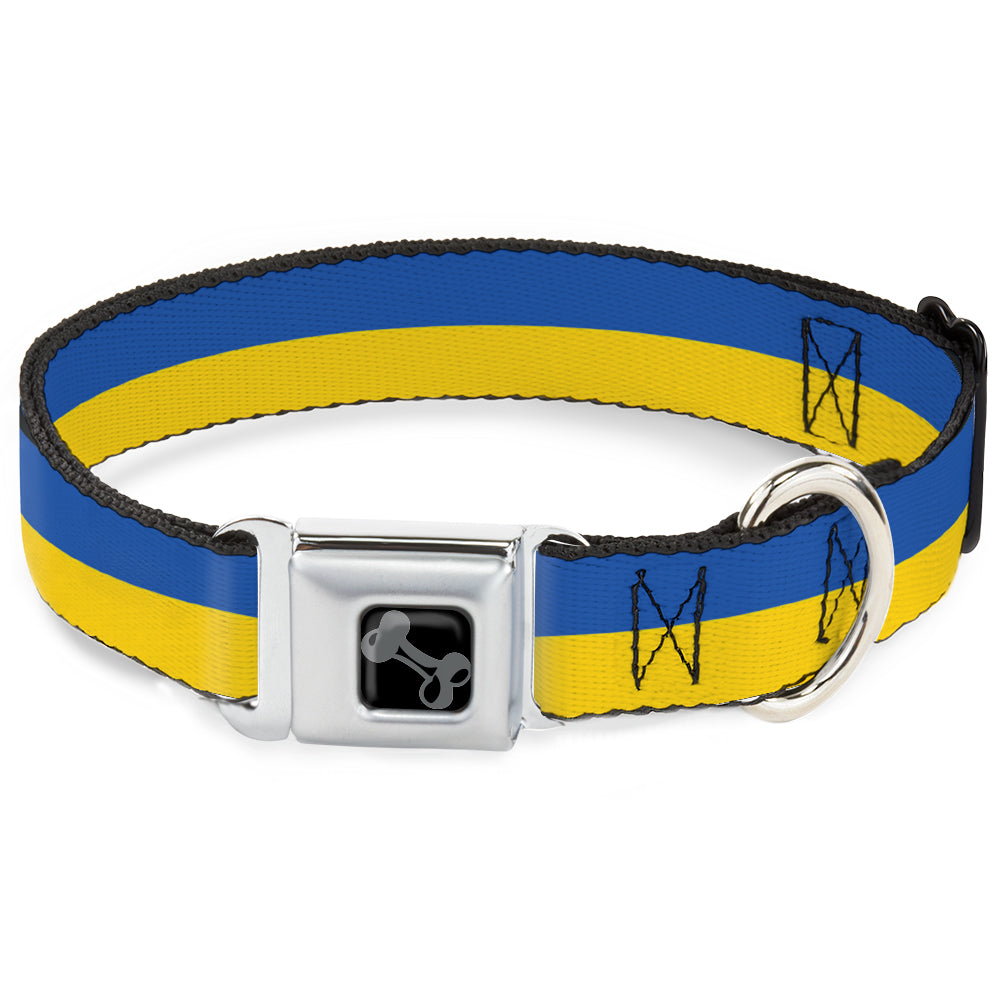 Dog Bone Black/Silver Seatbelt Buckle Collar - Ukraine Flag Continuous Seatbelt Buckle Collars Buckle-Down