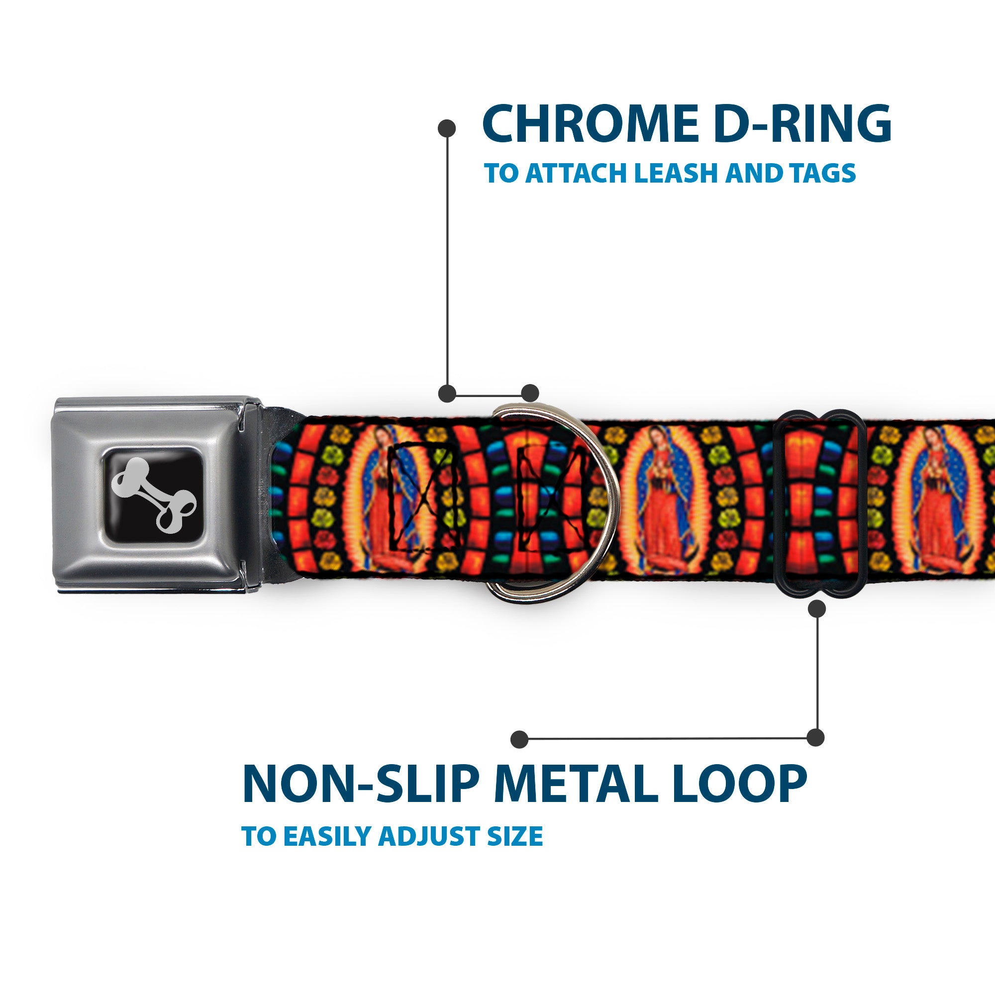 Dog Bone Seatbelt Buckle Collar - Virgen de Guadalupe Seatbelt Buckle Collars Buckle-Down