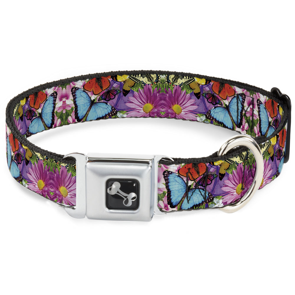 Dog Bone Seatbelt Buckle Collar - Vivid Butterfly Garden Seatbelt Buckle Collars Buckle-Down