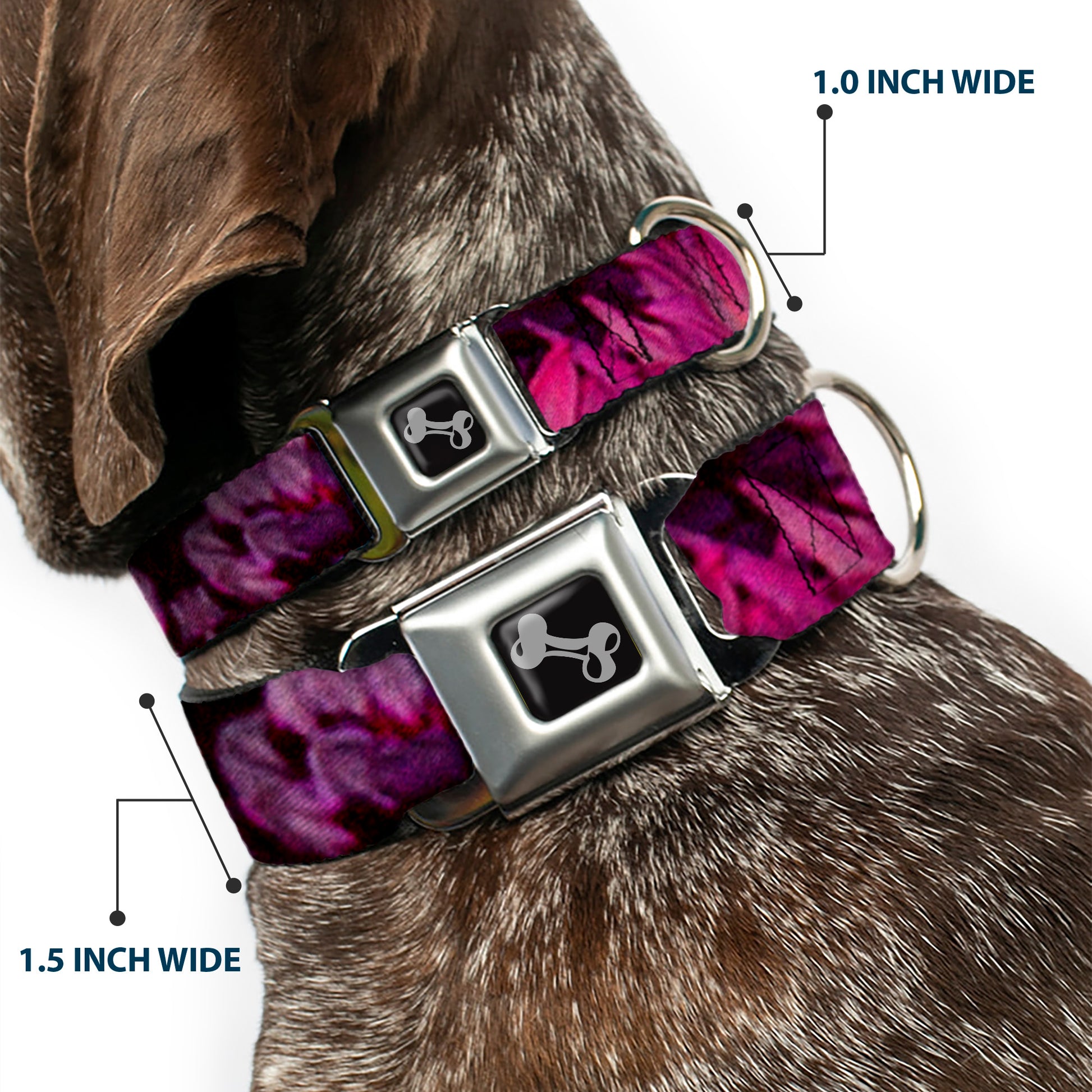 Dog Bone Seatbelt Buckle Collar - Vivid Floral Collage Pinks Seatbelt Buckle Collars Buckle-Down
