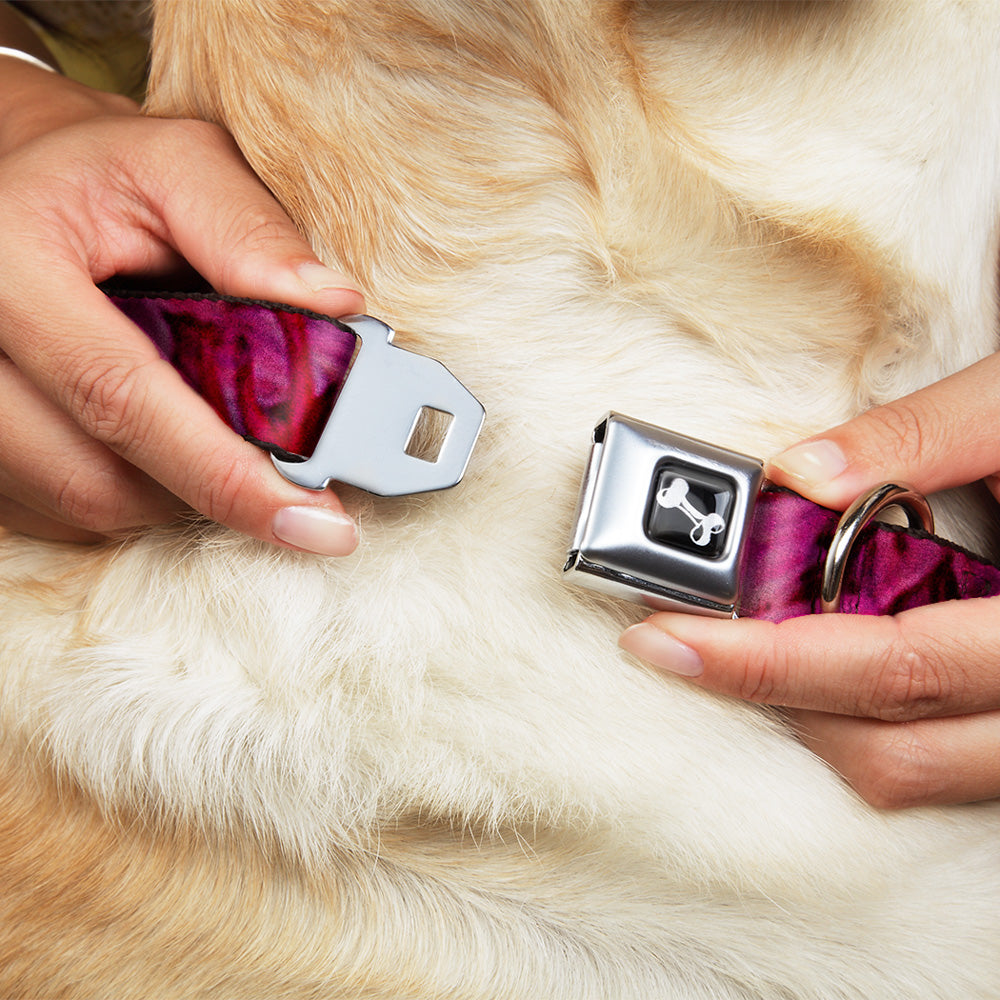Dog Bone Seatbelt Buckle Collar - Vivid Floral Collage Pinks Seatbelt Buckle Collars Buckle-Down