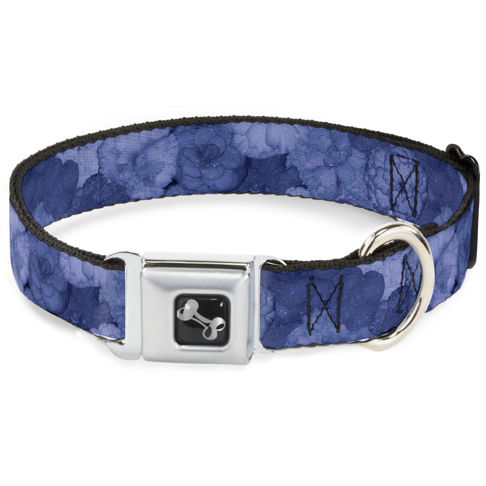 Dog Bone Seatbelt Buckle Collar - Vivid Floral Collage2 Blues Seatbelt Buckle Collars Buckle-Down