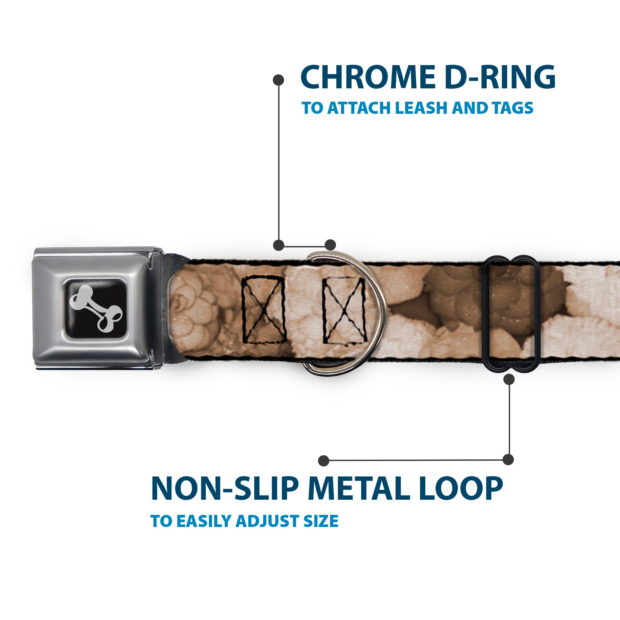 Dog Bone Seatbelt Buckle Collar - Vivid Floral Collage2 Sepia Seatbelt Buckle Collars Buckle-Down