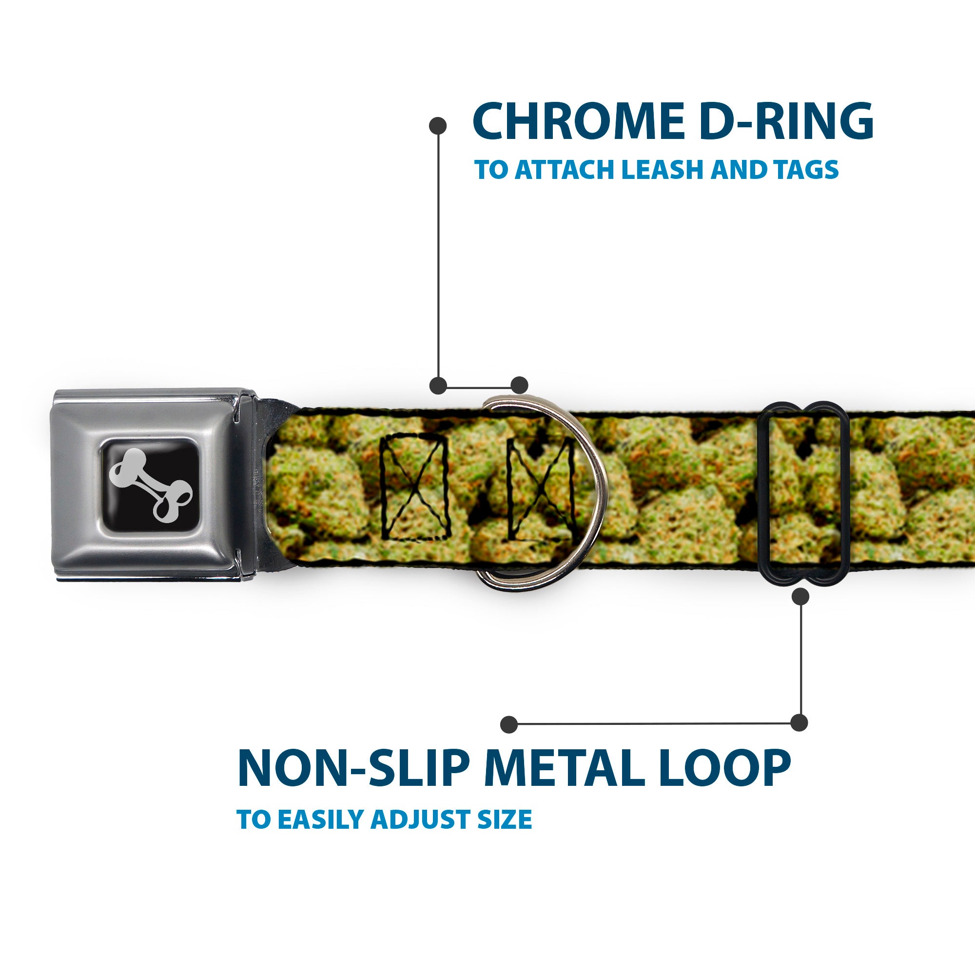 Buckle-Down Seatbelt Buckle Dog Collar - Vivid Marijuana Nugs2 Stacked Seatbelt Buckle Collars Buckle-Down