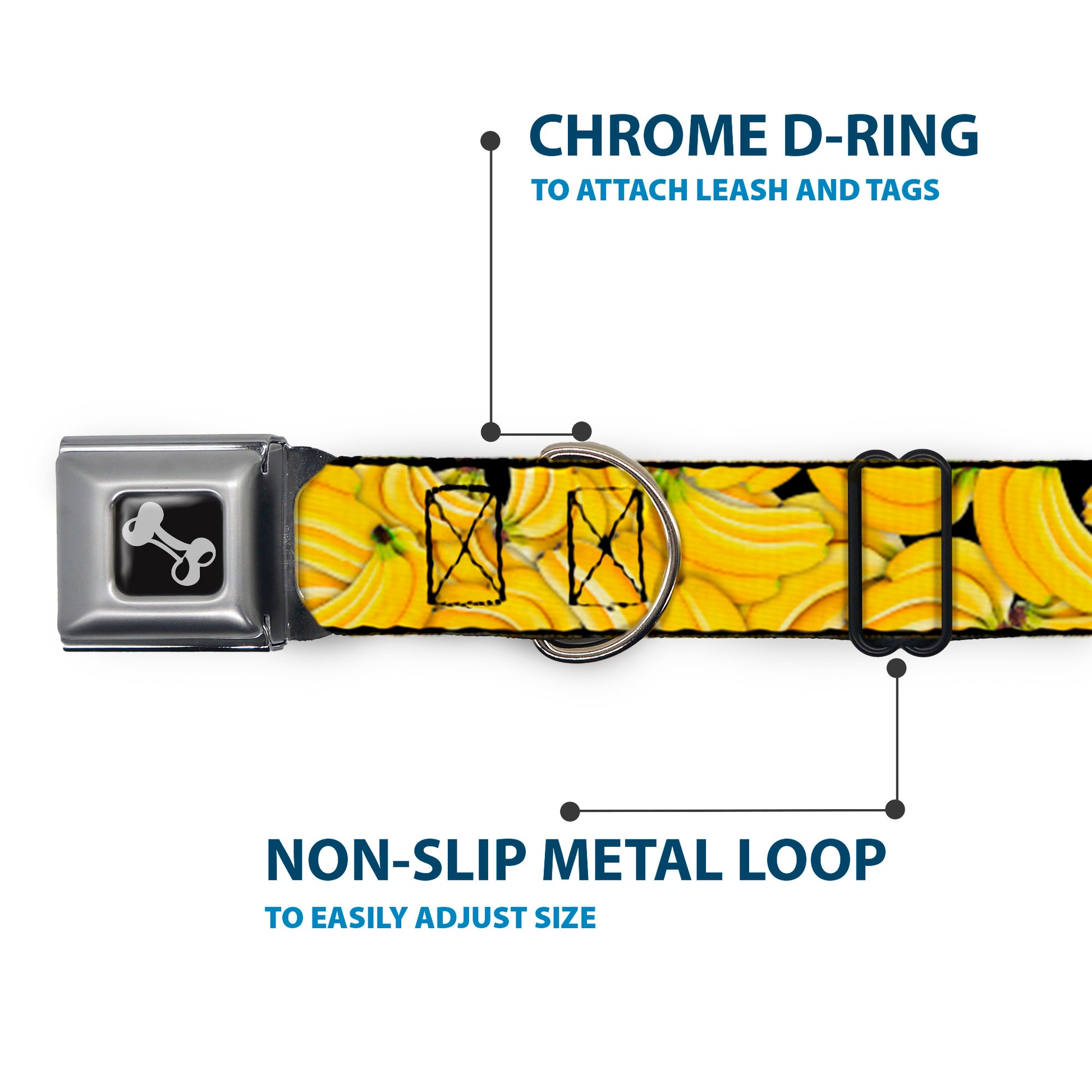 Dog Bone Seatbelt Buckle Collar - Vivid Banana Bunches Stacked Seatbelt Buckle Collars Buckle-Down