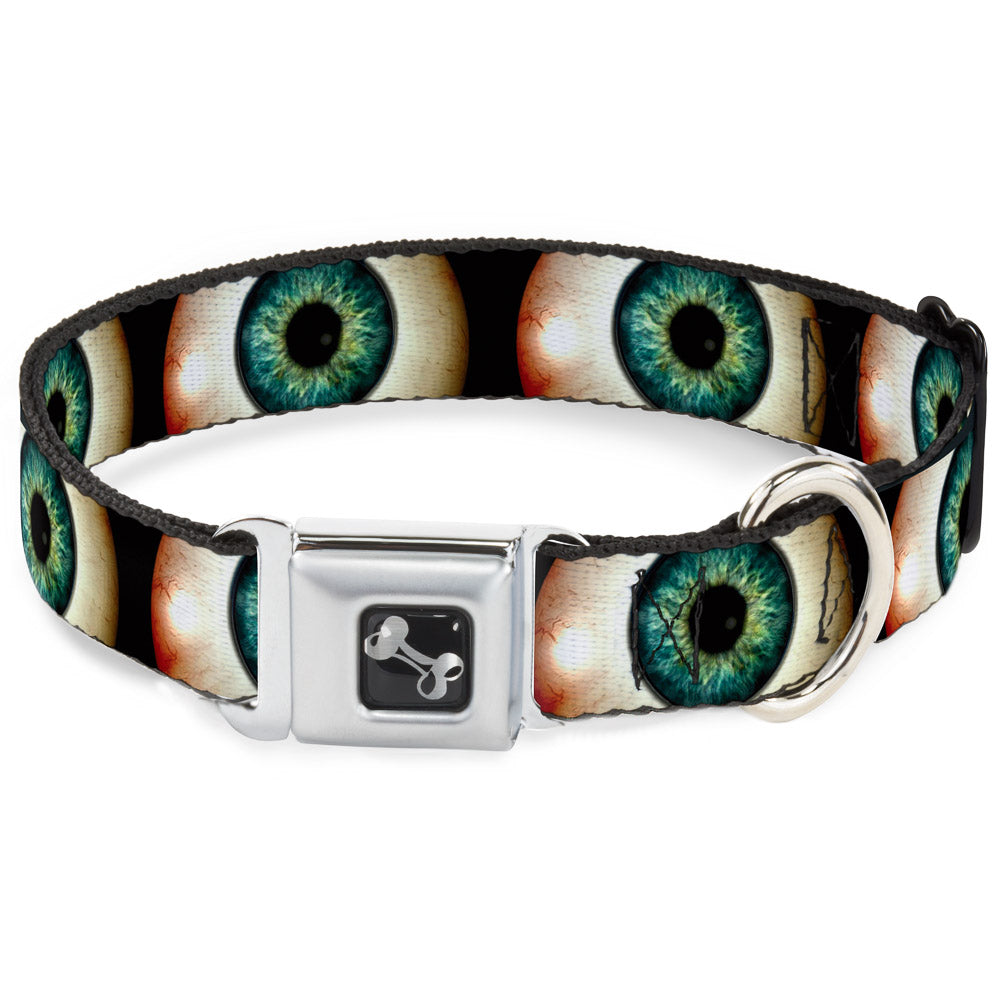 Dog Bone Seatbelt Buckle Collar - Vivid Blue Eyeball Black Seatbelt Buckle Collars Buckle-Down