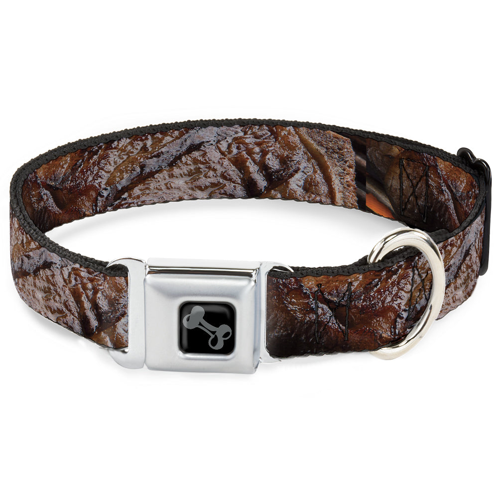 Dog Bone Black/Silver Seatbelt Buckle Collar - Vivid Grilled Steak Seatbelt Buckle Collars Buckle-Down