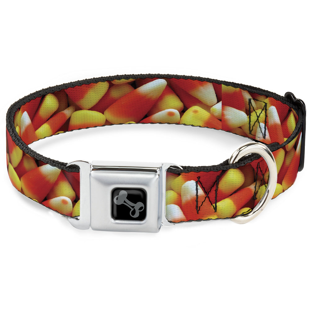 Dog Bone Black/Silver Seatbelt Buckle Collar - Vivid Candy Corn Stacked Seatbelt Buckle Collars Buckle-Down