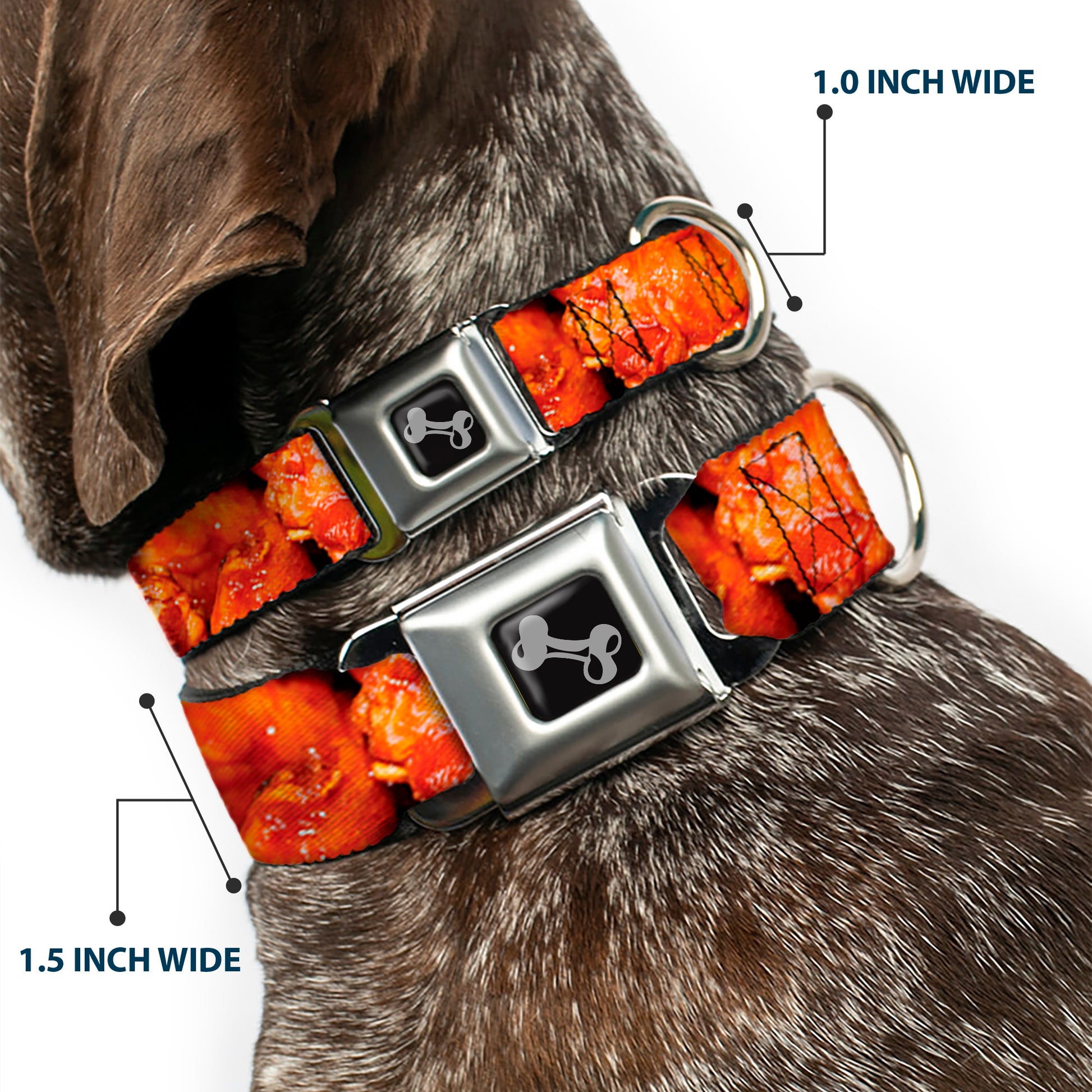 Dog Bone Black/Silver Seatbelt Buckle Collar - Vivid Hot Wings Stacked Seatbelt Buckle Collars Buckle-Down