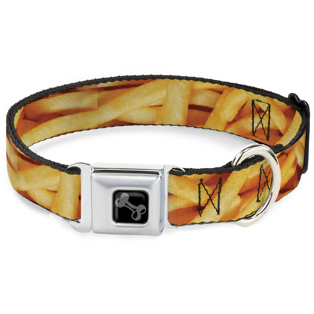 Dog Bone Black/Silver Seatbelt Buckle Collar - Vivid French Fries Stacked Seatbelt Buckle Collars Buckle-Down
