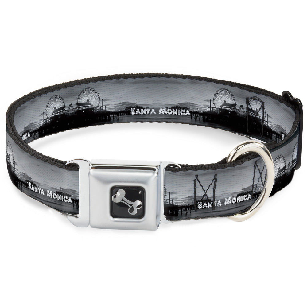 Dog Bone Seatbelt Buckle Collar - Vivid SANTA MONICA Pier Skyline Grays/White Seatbelt Buckle Collars Buckle-Down