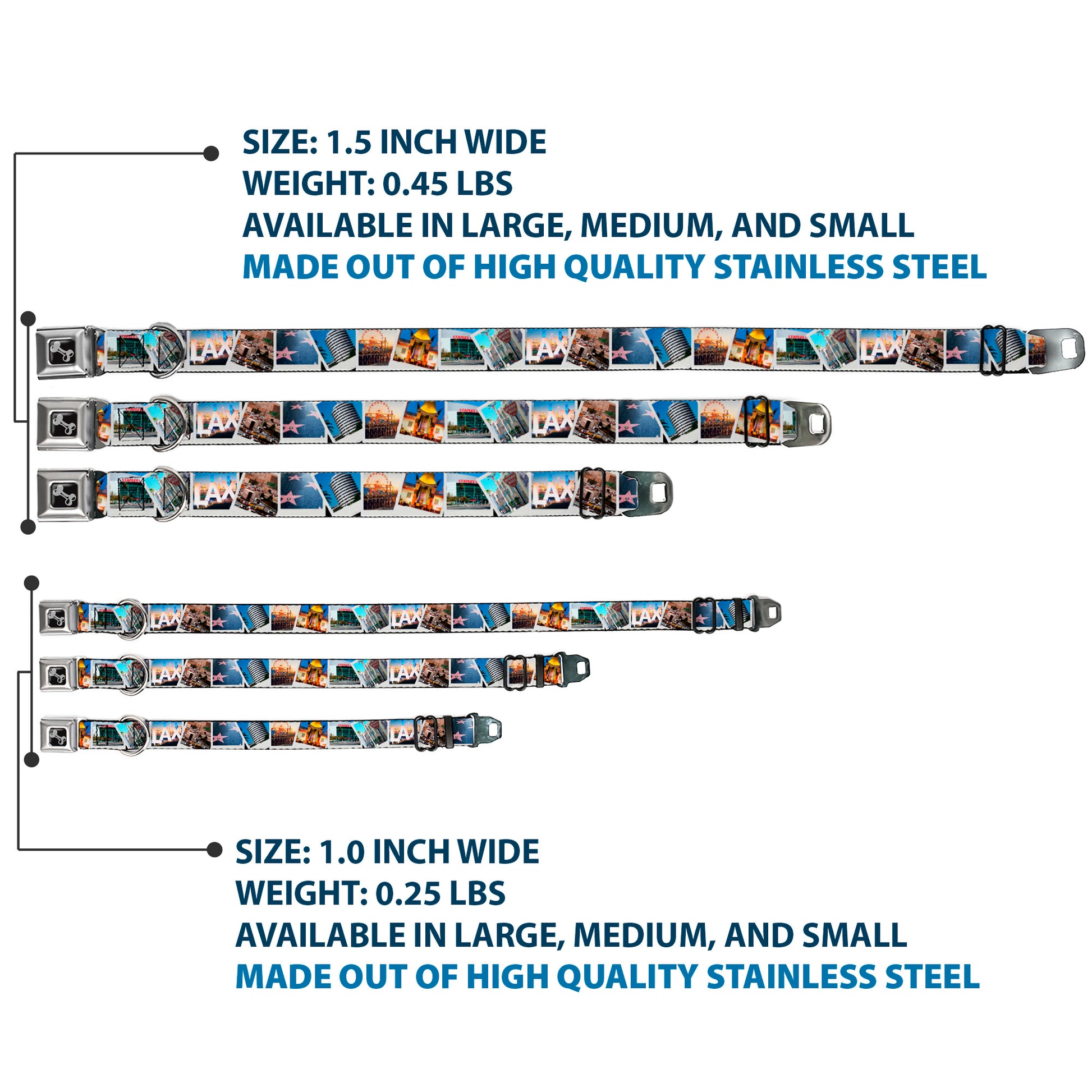 Dog Bone Seatbelt Buckle Collar - Vivid Los Angeles Snapshots Stacked Seatbelt Buckle Collars Buckle-Down