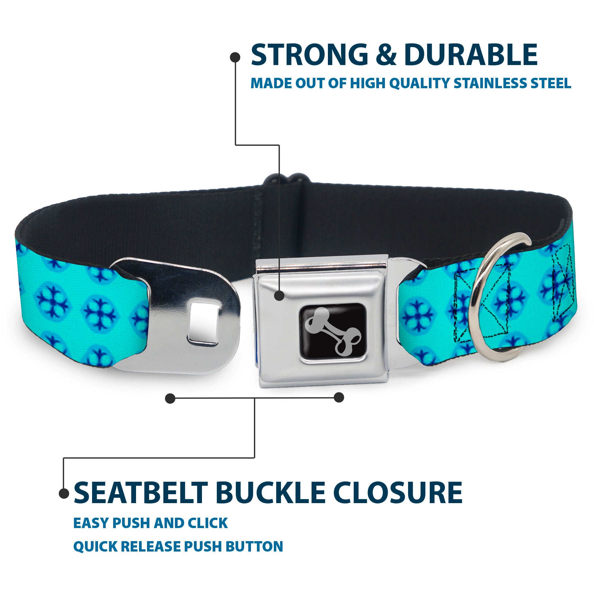 Dog Bone Seatbelt Buckle Collar - Wallpaper2 Baby Blue/Blue Seatbelt Buckle Collars Buckle-Down