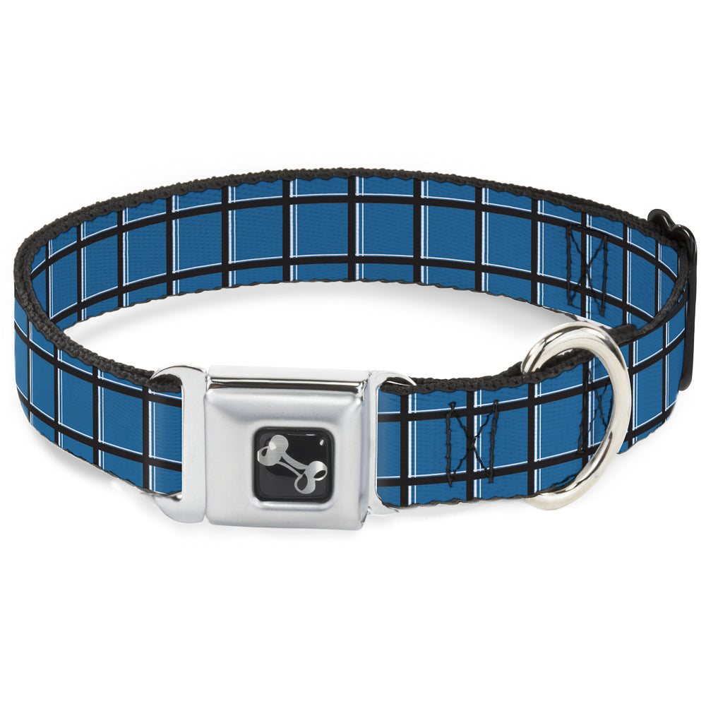 Dog Bone Seatbelt Buckle Collar - Wire Grid Turquoise/Gray/White Seatbelt Buckle Collars Buckle-Down