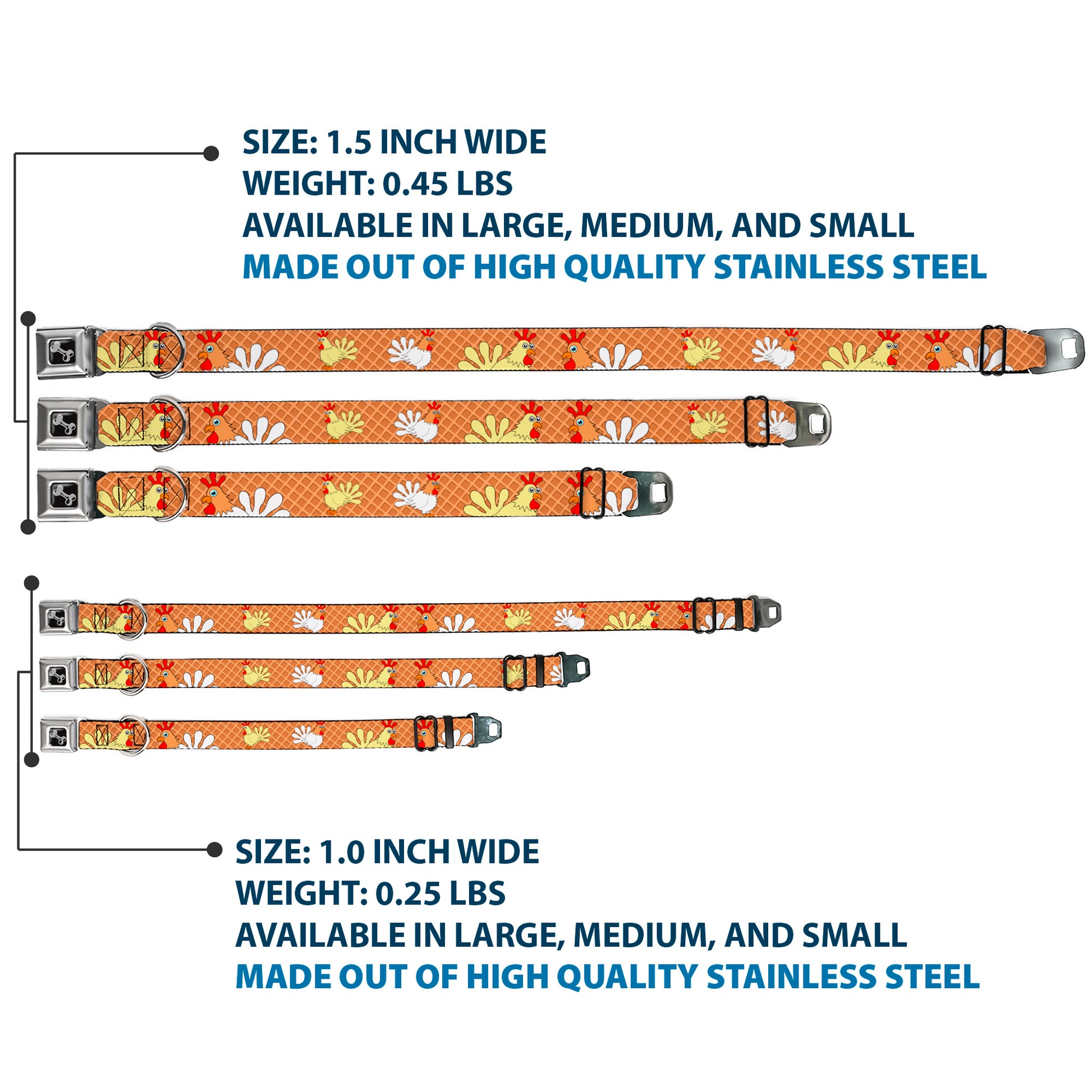 Dog Bone Seatbelt Buckle Collar - Waffle/Chicken Poses Seatbelt Buckle Collars Buckle-Down