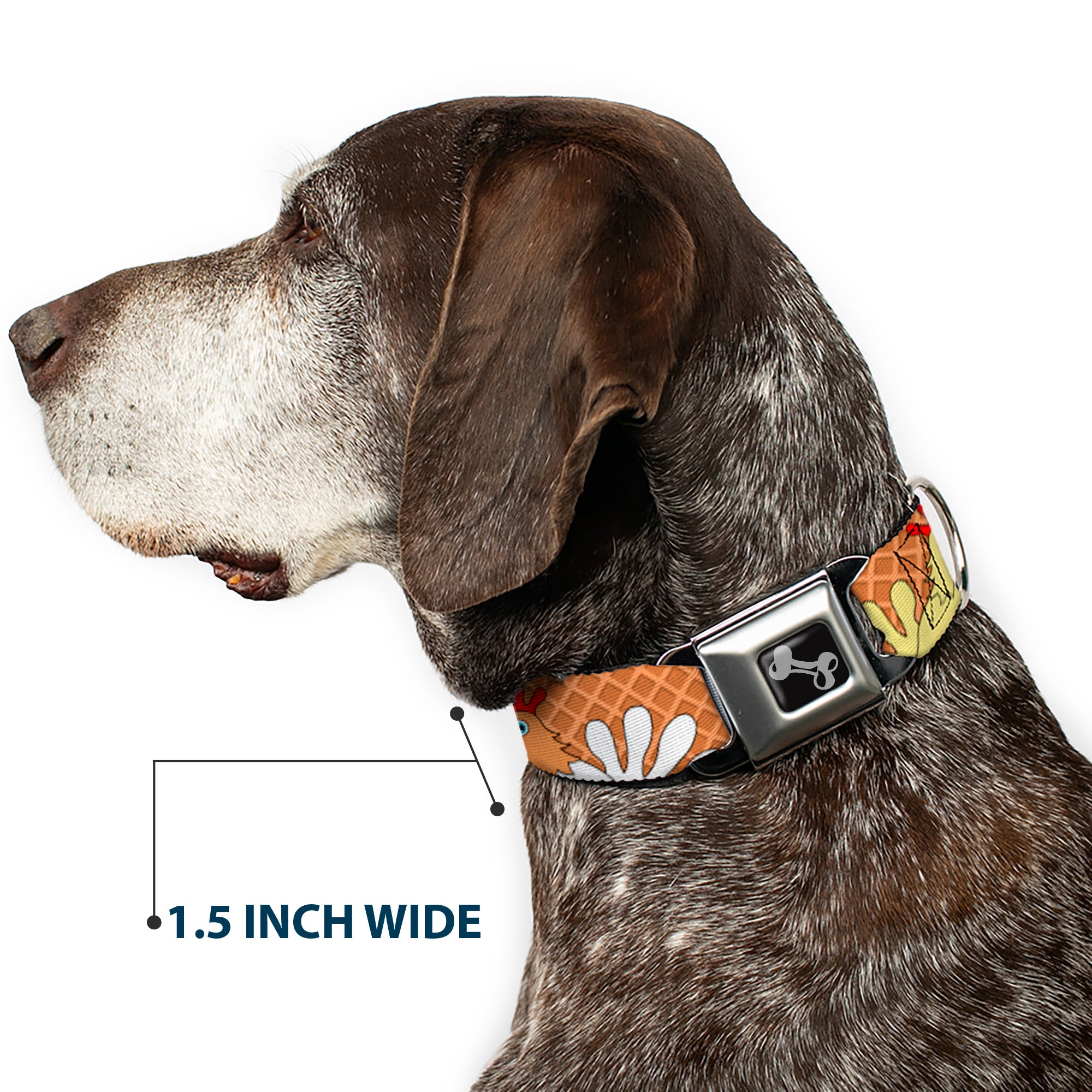 Dog Bone Seatbelt Buckle Collar - Waffle/Chicken Poses Seatbelt Buckle Collars Buckle-Down
