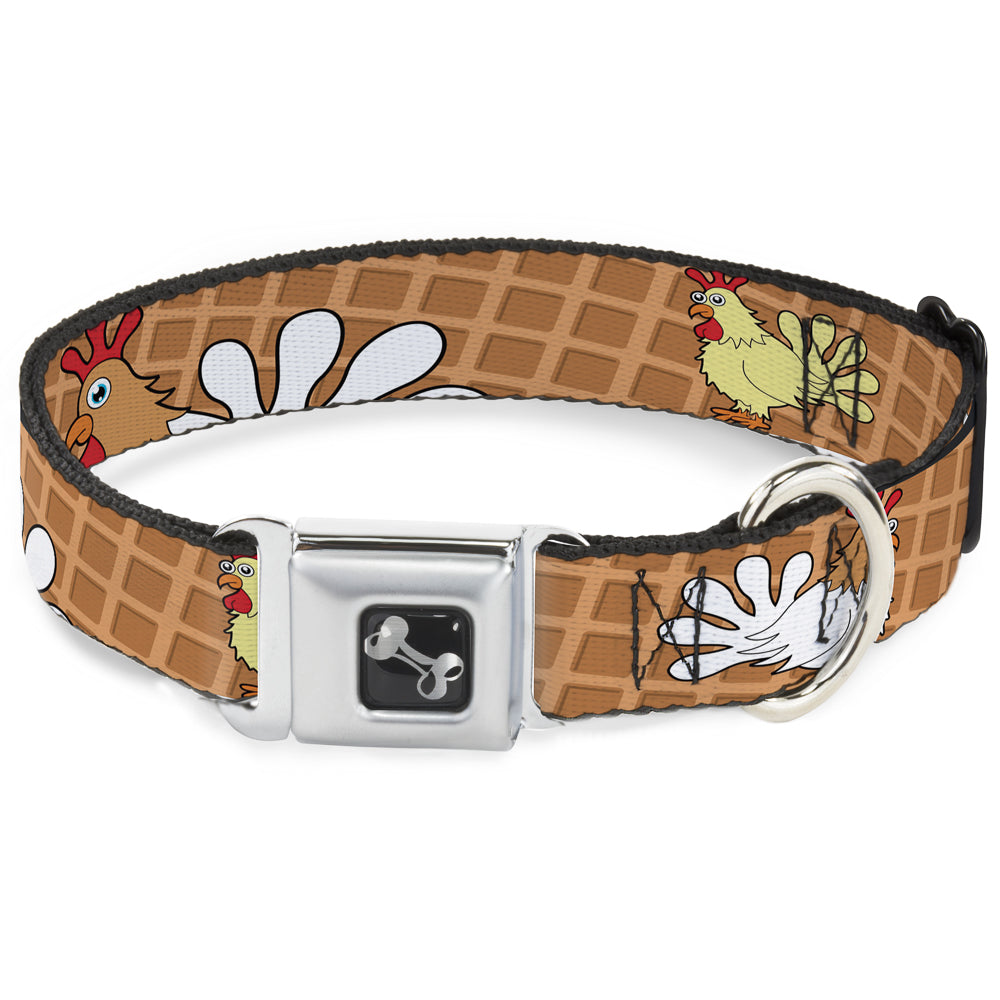 Dog Bone Seatbelt Buckle Collar - Waffle/Chicken Poses Seatbelt Buckle Collars Buckle-Down