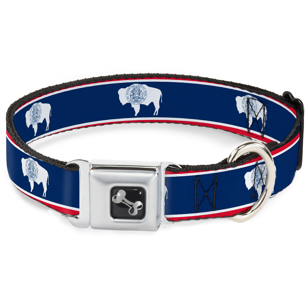 Dog Bone Seatbelt Buckle Collar - Wyoming Flags Seatbelt Buckle Collars Buckle-Down